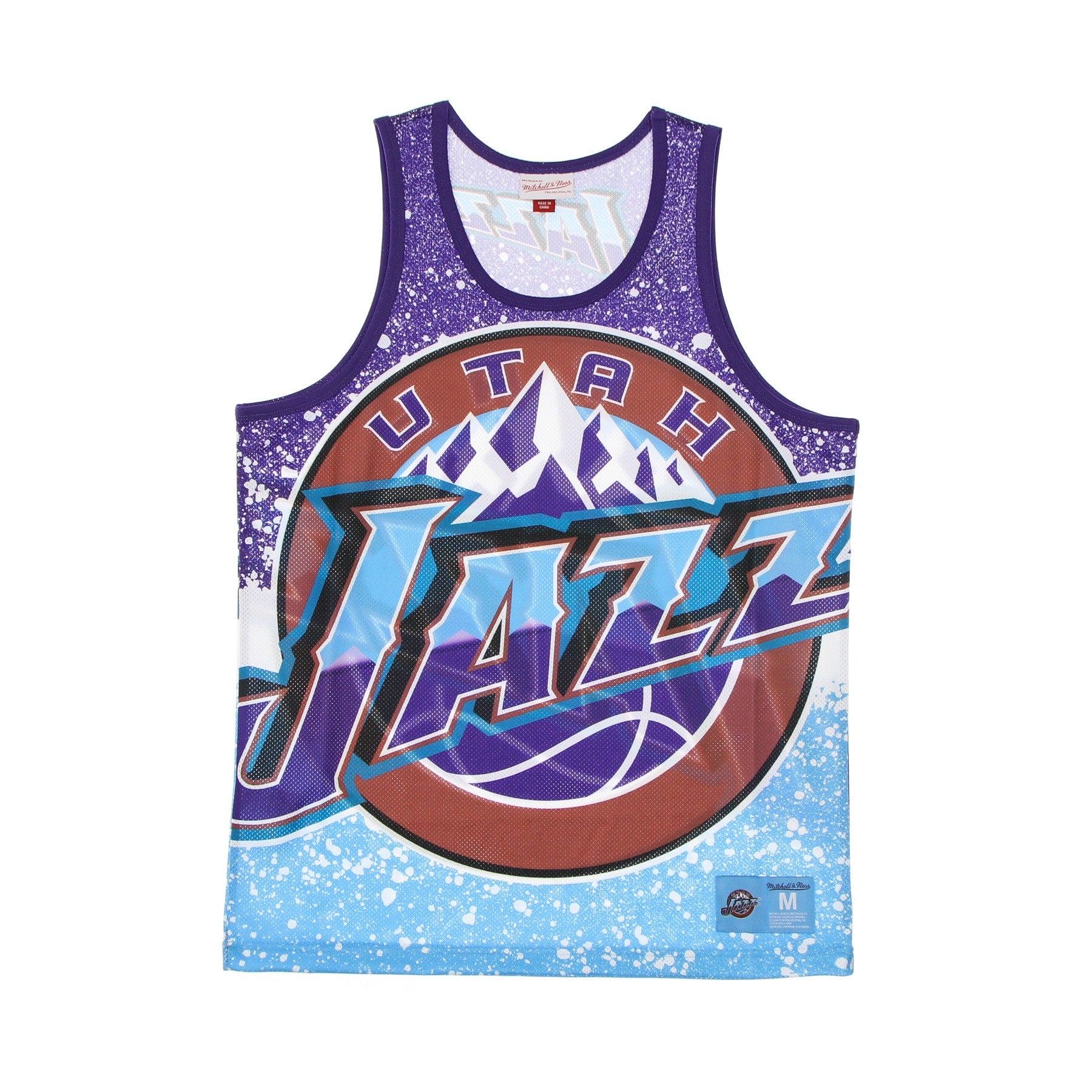 Mitchell & Ness, Canotta Tipo Basket Uomo Nba Jumbotron Sublimated Mesh Tank Hardwood Classics Utajaz, Light Blue/original Team Colors