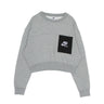 Nike, Felpa Girocollo Donna W Fleece Crew Heritage, Dk Grey Heather/black/white/white