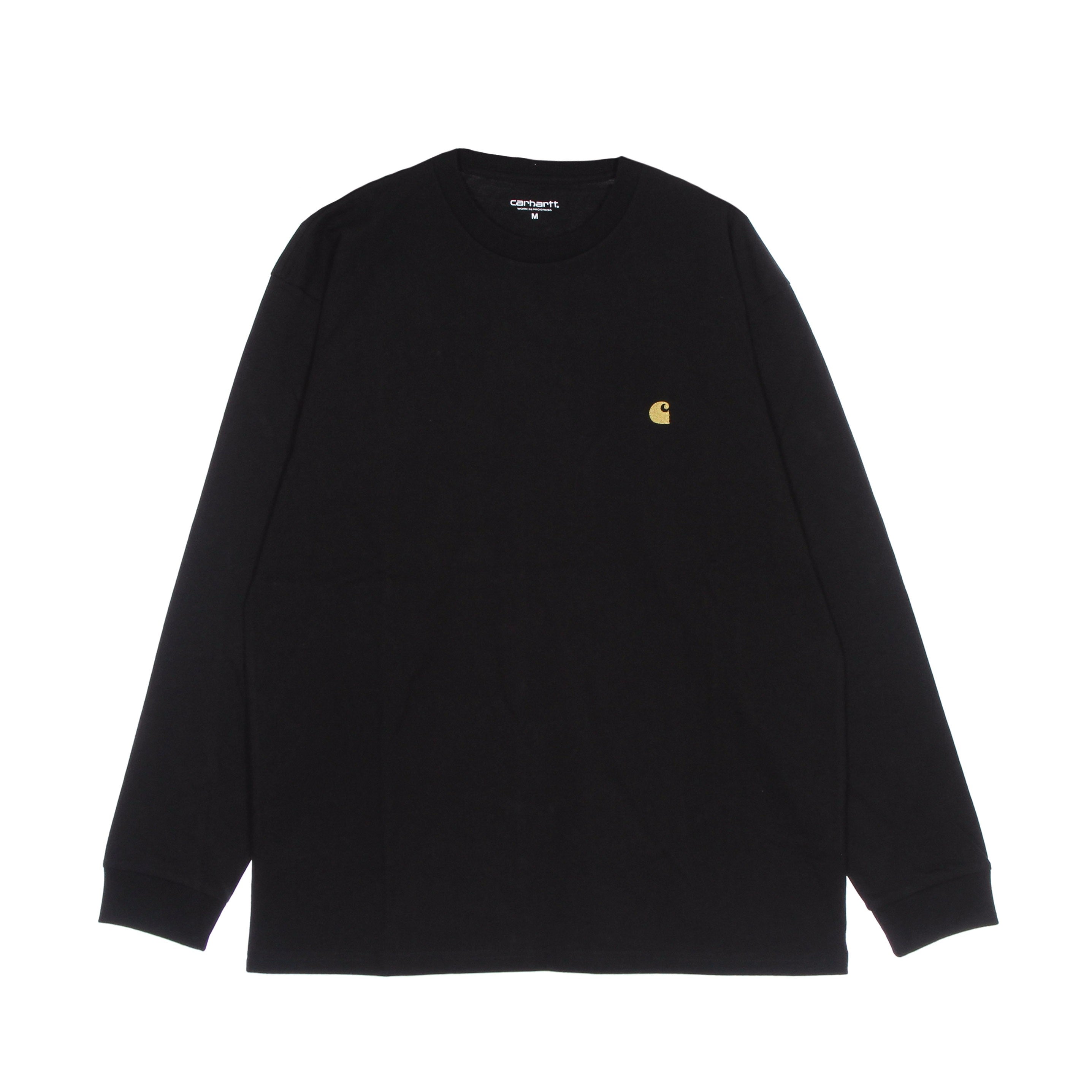 Carhartt Wip, Maglietta Manica Lunga Uomo L/s Chase T-shirt, Black/gold