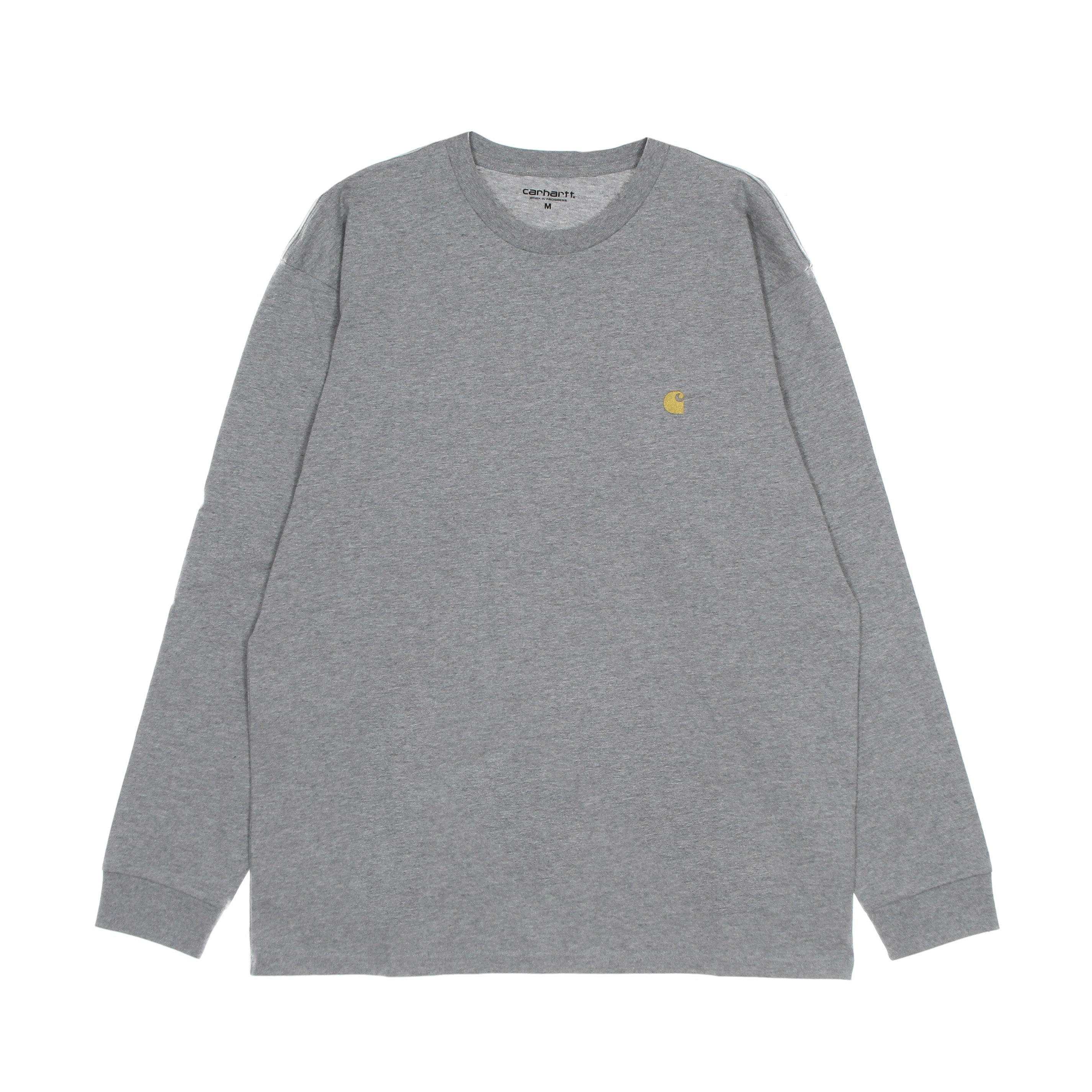 Carhartt Wip, Maglietta Manica Lunga Uomo L/s Chase T-shirt, Grey Heather/gold