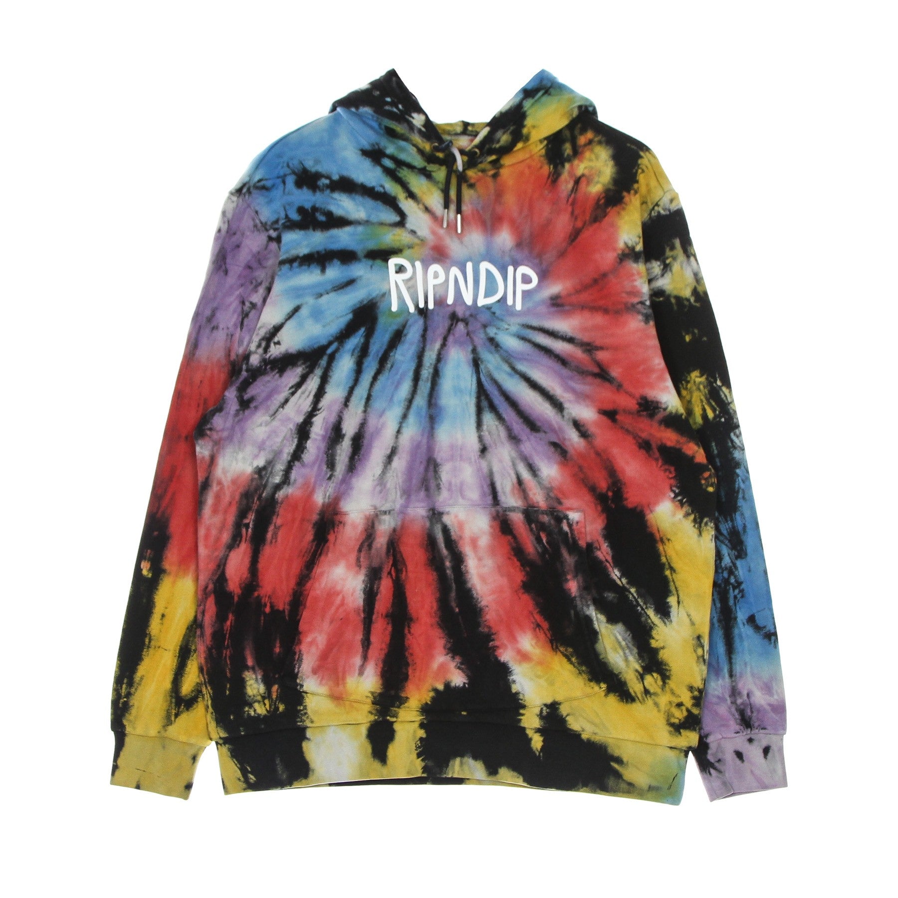 Men's Rubber Logo Hoodie Sunburst Spiral Tie Dye