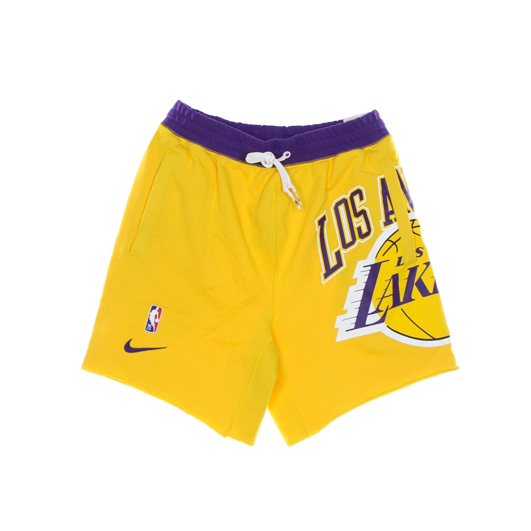 Nike Nba, Pantalone Corto Tuta Uomo Nba Short Fleece Courtside 75 Loslak, Amarillo/field Purple/white/field Purple