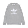 Adidas, Felpa Girocollo Uomo Trefoil Crew, Medium Grey Heather/white