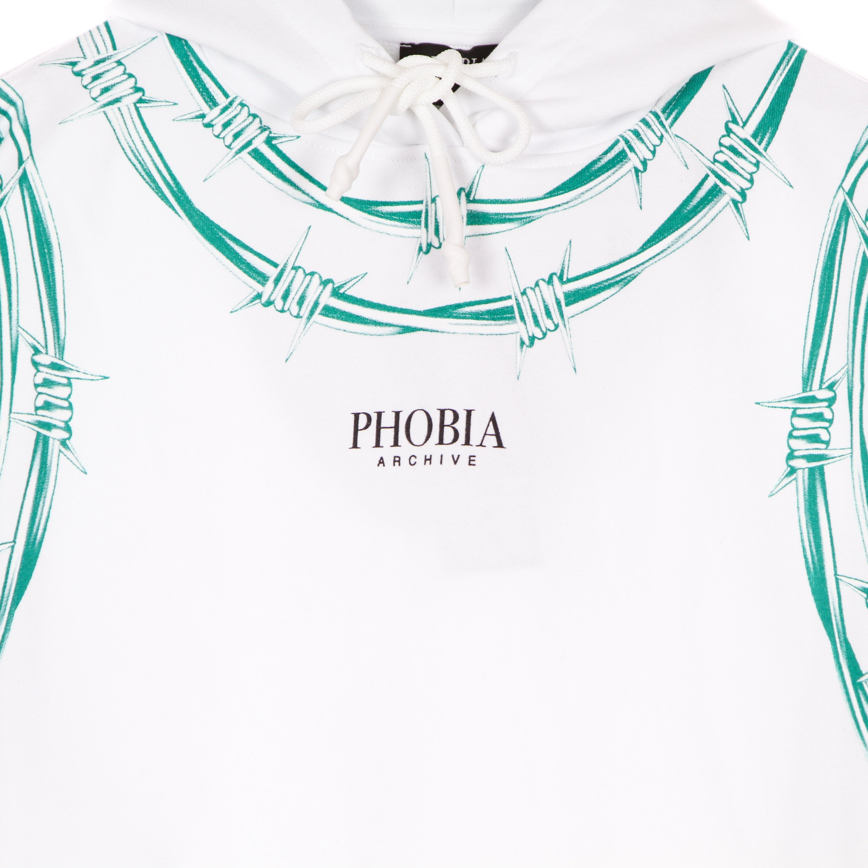 Phobia, Felpa Leggera Cappuccio Uomo Green Barbed Wire Hoodie, 