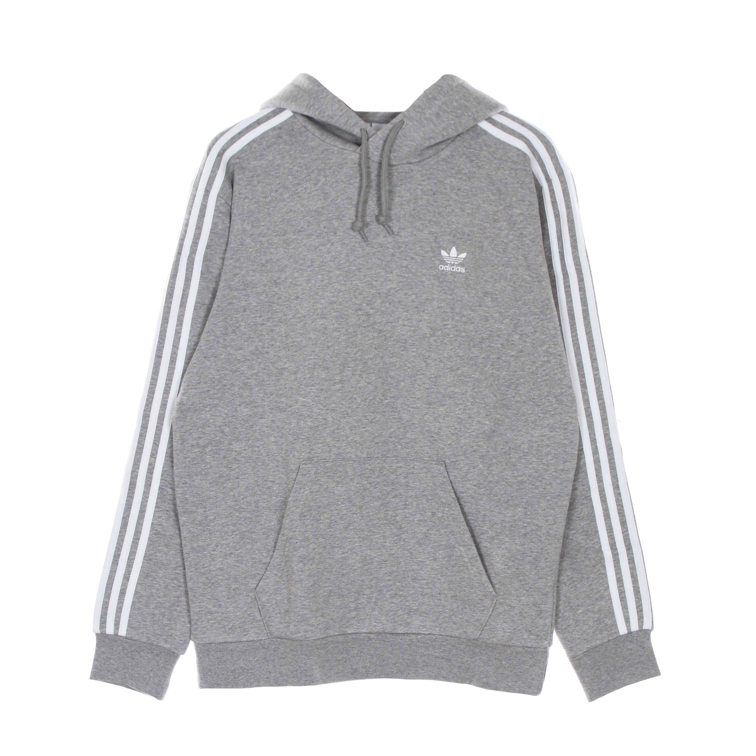 Adidas, Felpa Cappuccio Uomo 3 Stripes Classic Adicolor Hoody, Medium Grey Heather