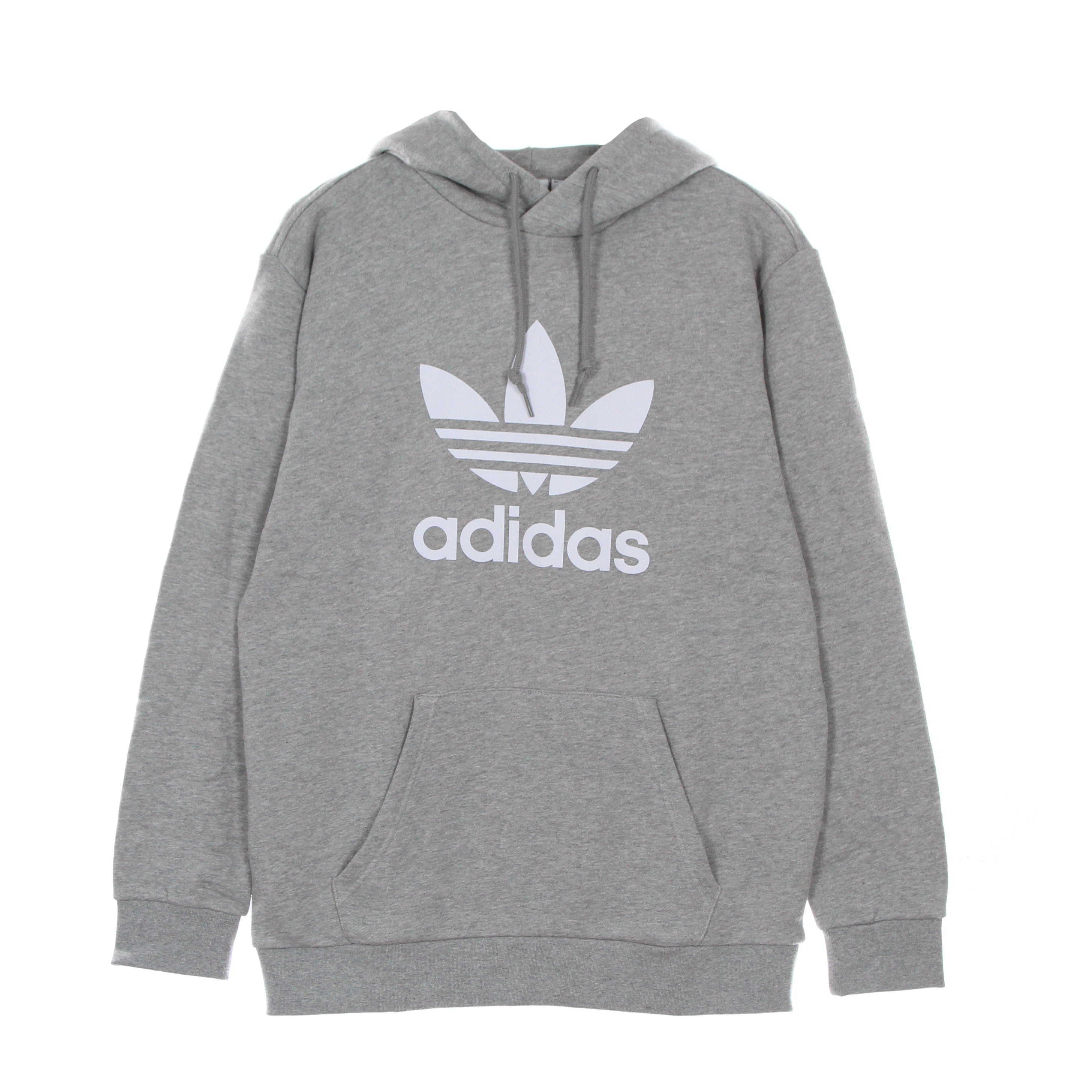 Adidas, Felpa Leggera Cappuccio Uomo Classic Adicolor Trefoil Hoodie, Medium Grey Heather/white