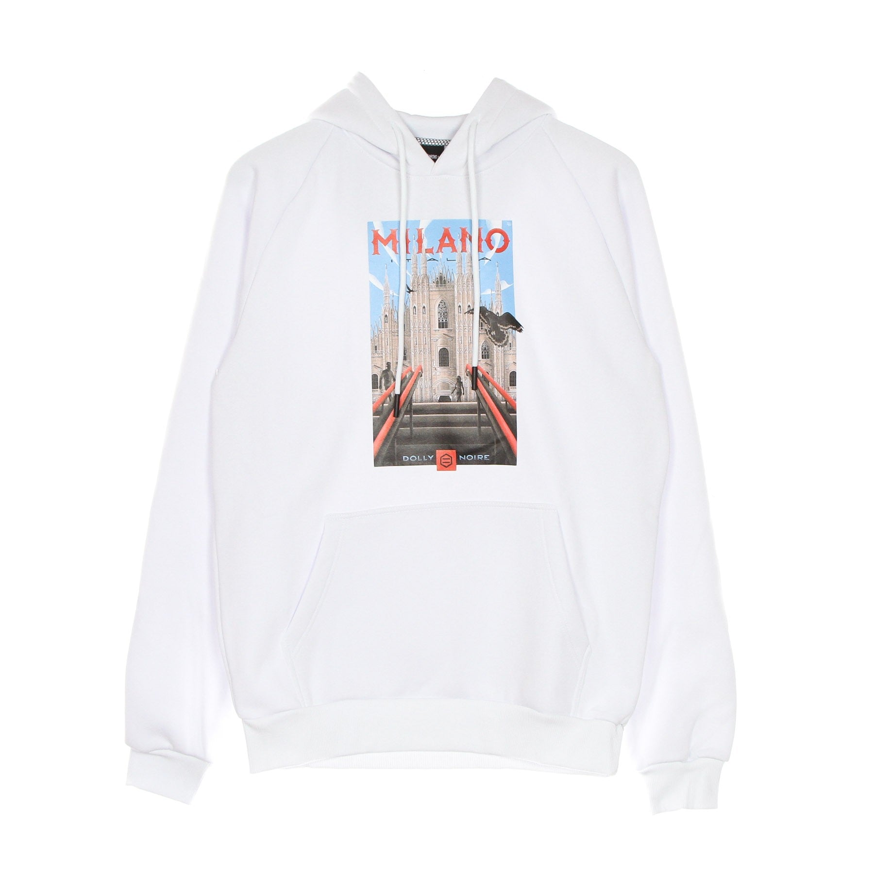 Dolly Noire, Felpa Cappuccio Uomo Milano Hoodie, White