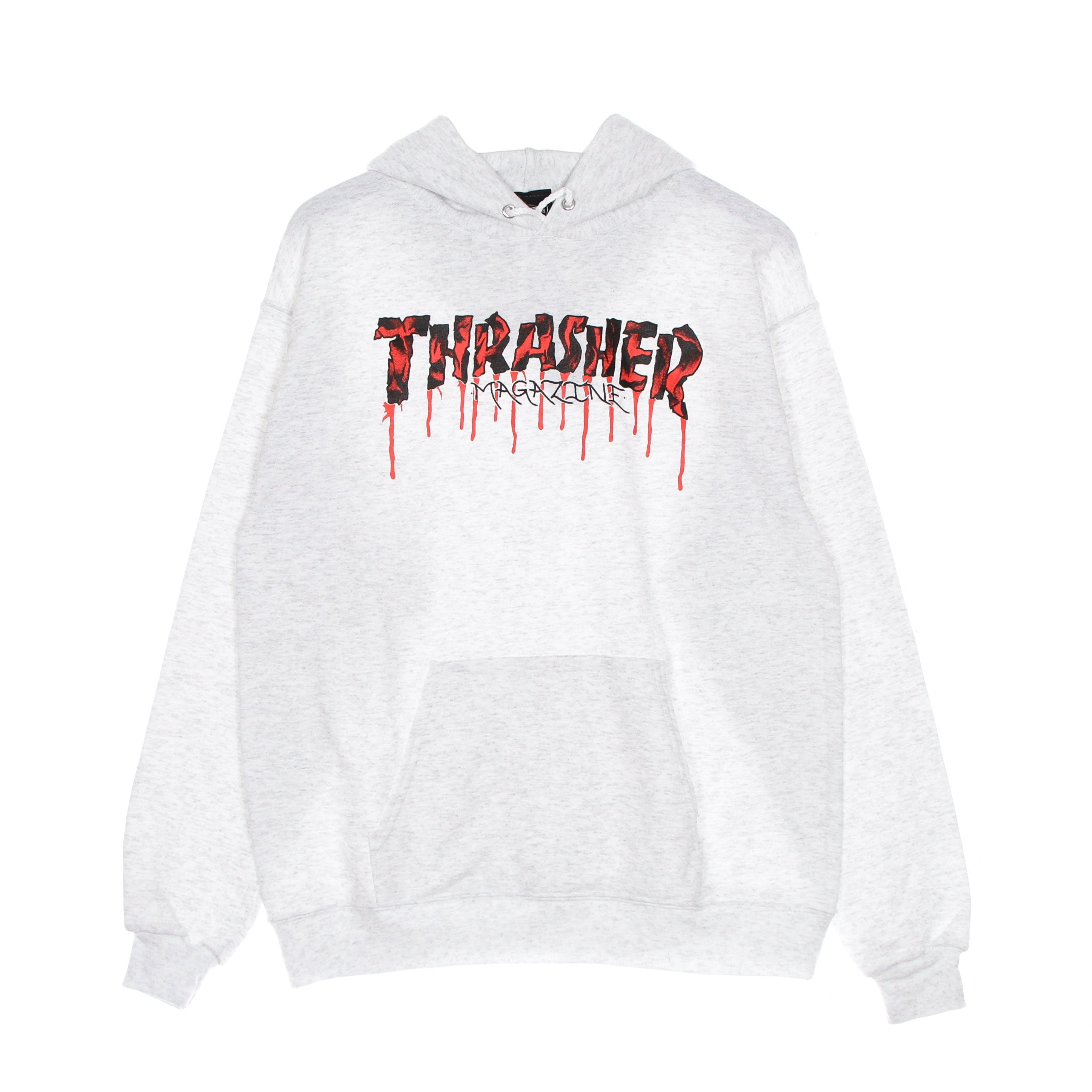 THRASHER - felpa cappuccio uomo blood drip hood LIGHT STEEL/RED