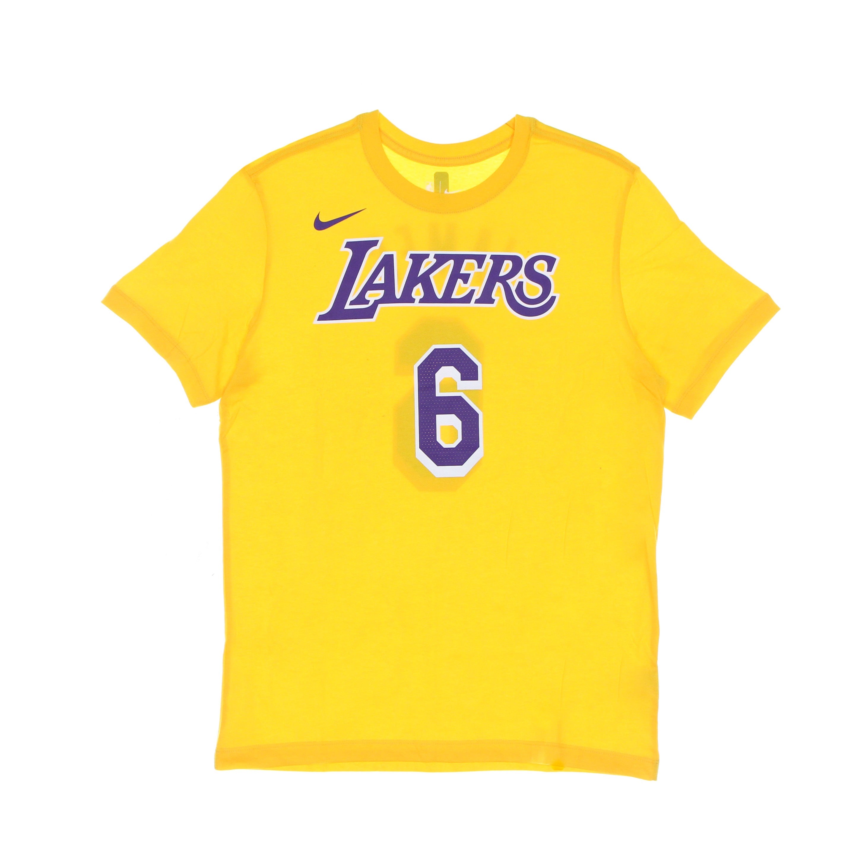 Men's Nba Tee No 6 Lebron James Loslak Yellow T-Shirt