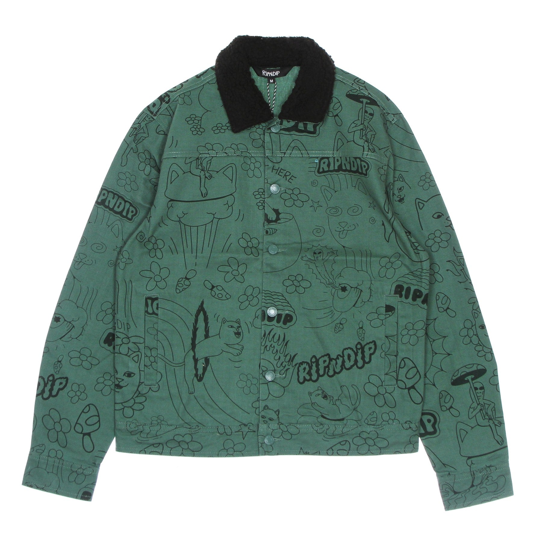 Ripndip, Giubbotto Tipo Jeans Uomo Scribble Button Up Jacket, Forest Green