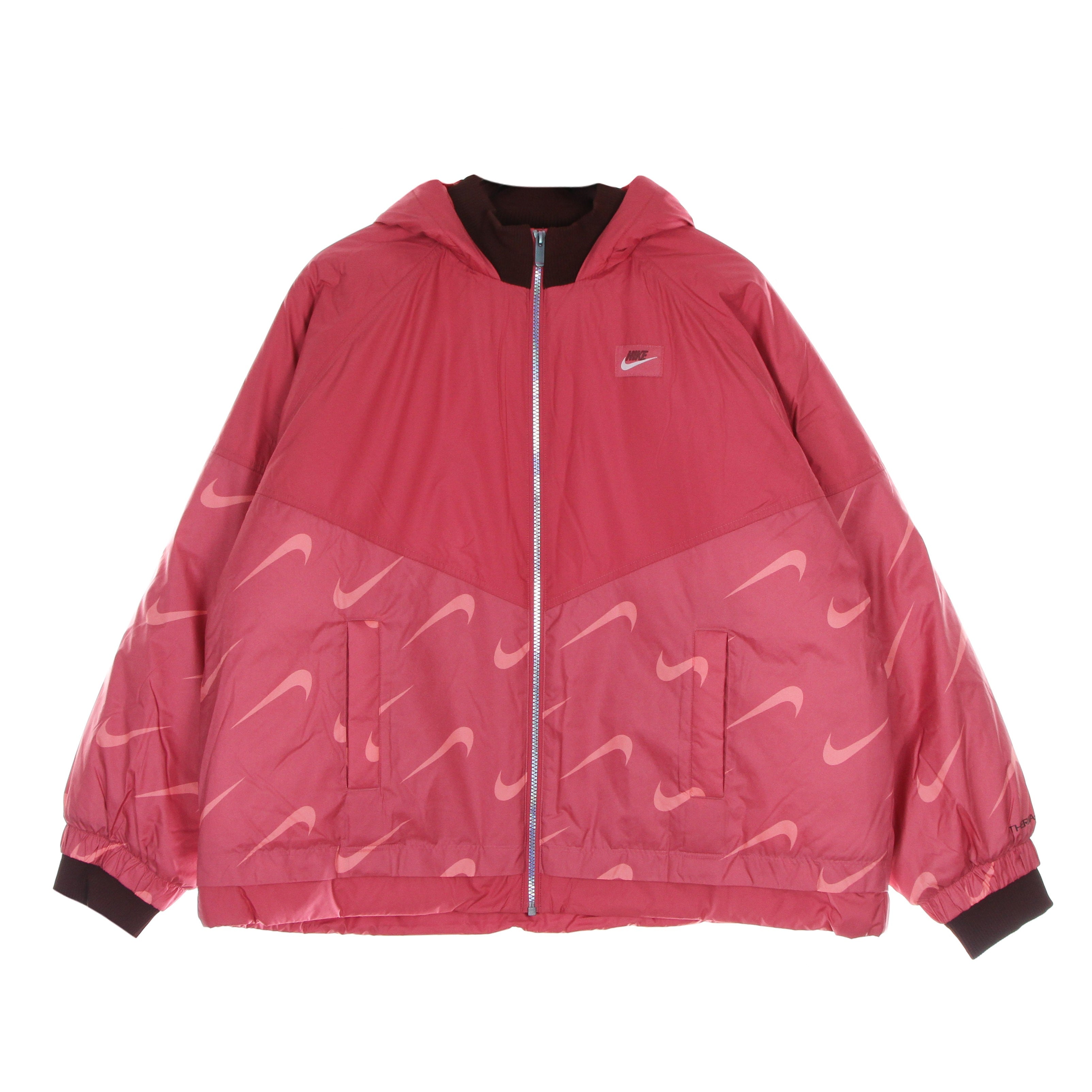 Nike, Piumino Donna W Therma Fit Icon Clash Hooded Jacket, Archaeo Pink/bronze Eclipse