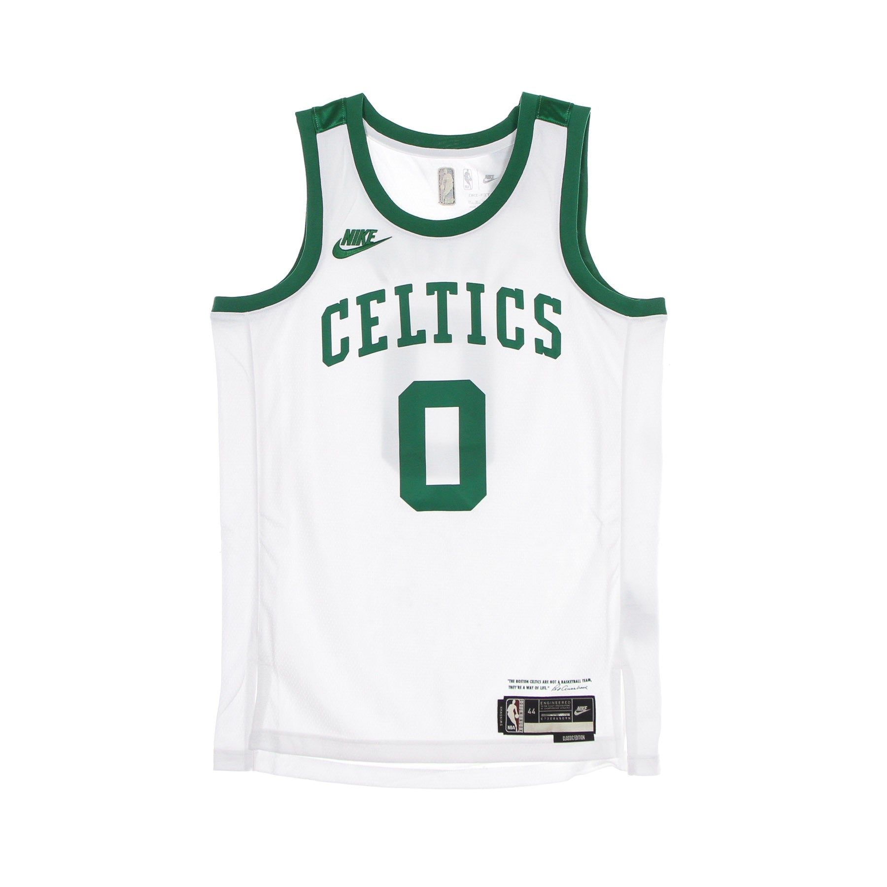 Nike Nba, Canotta Basket Uomo Nba Dri Fit Swingman Jersey Hardwood Classics Nights Year Zero No 0 Jayson Tatum Boscel, White/clover