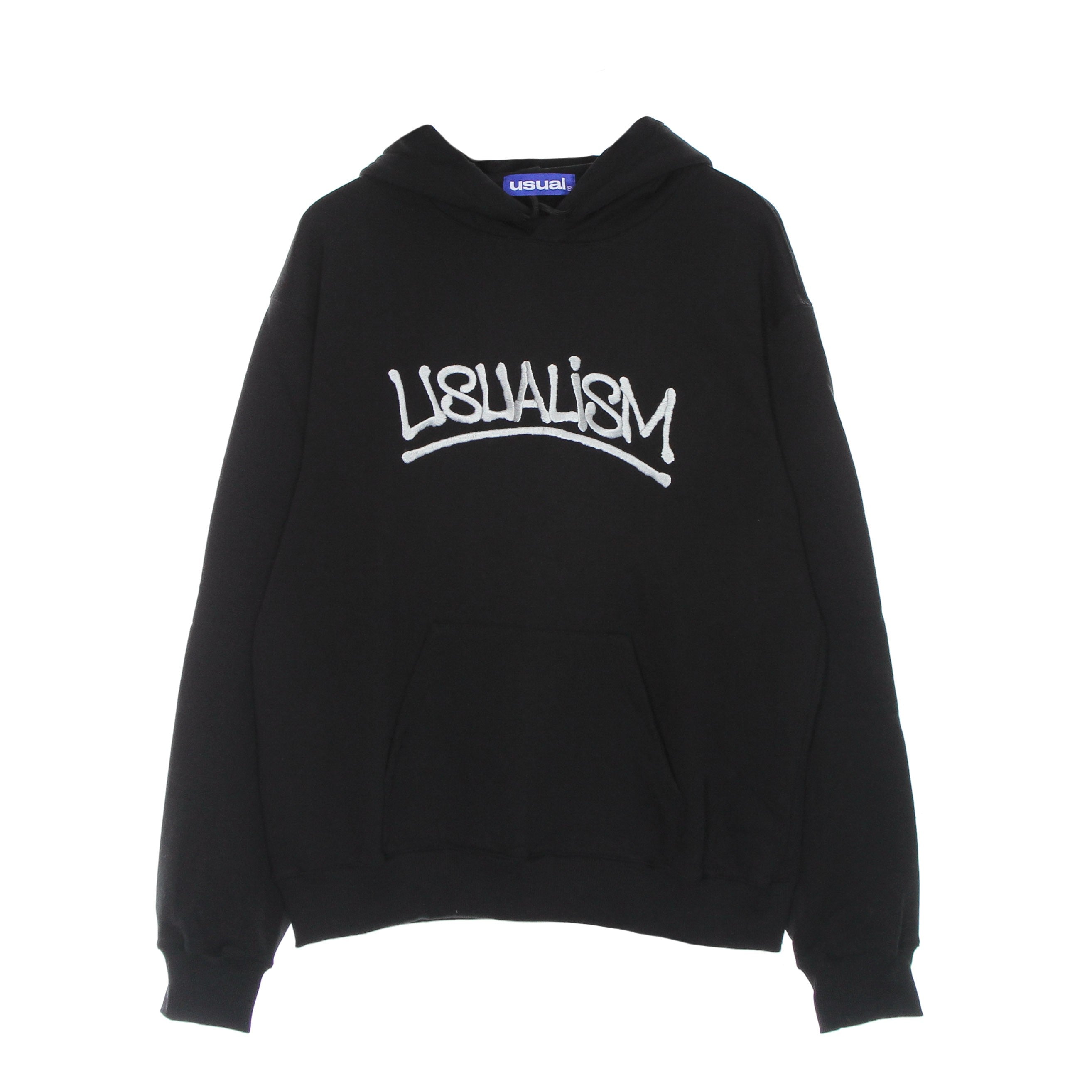 Usual, Felpa Cappuccio Uomo Usualism Hoodie, Black