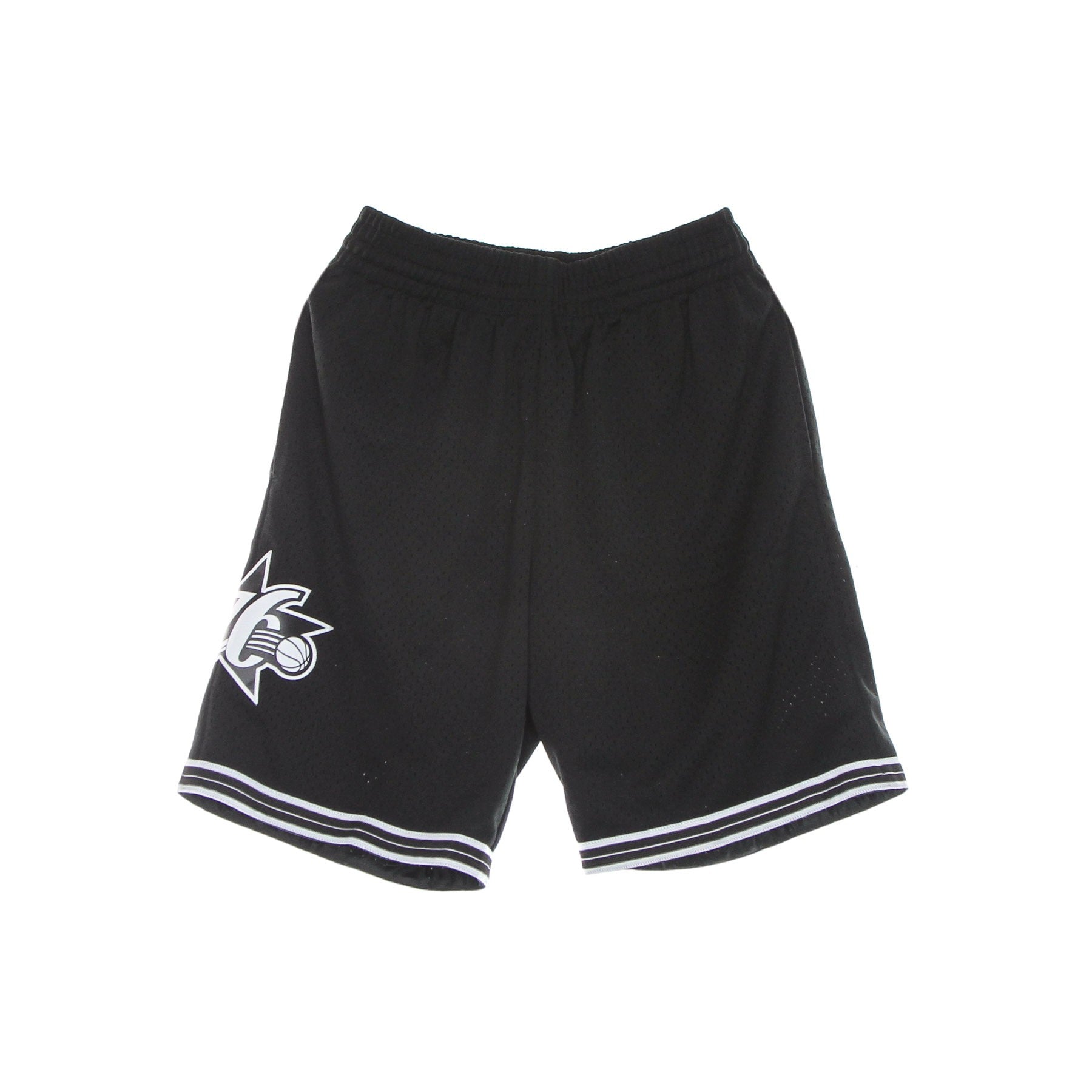 Mitchell & Ness, Pantaloncino Basket Uomo Nba White Logo Swingman Short Hardwood Classics 2000 Phi76e, Black/white