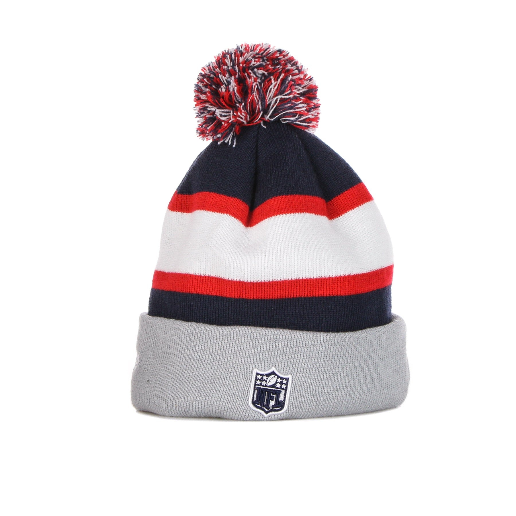 New Era, Cappello Pom Pom Uomo Nfl Striped Cuff Knit Beanie Neepat, 