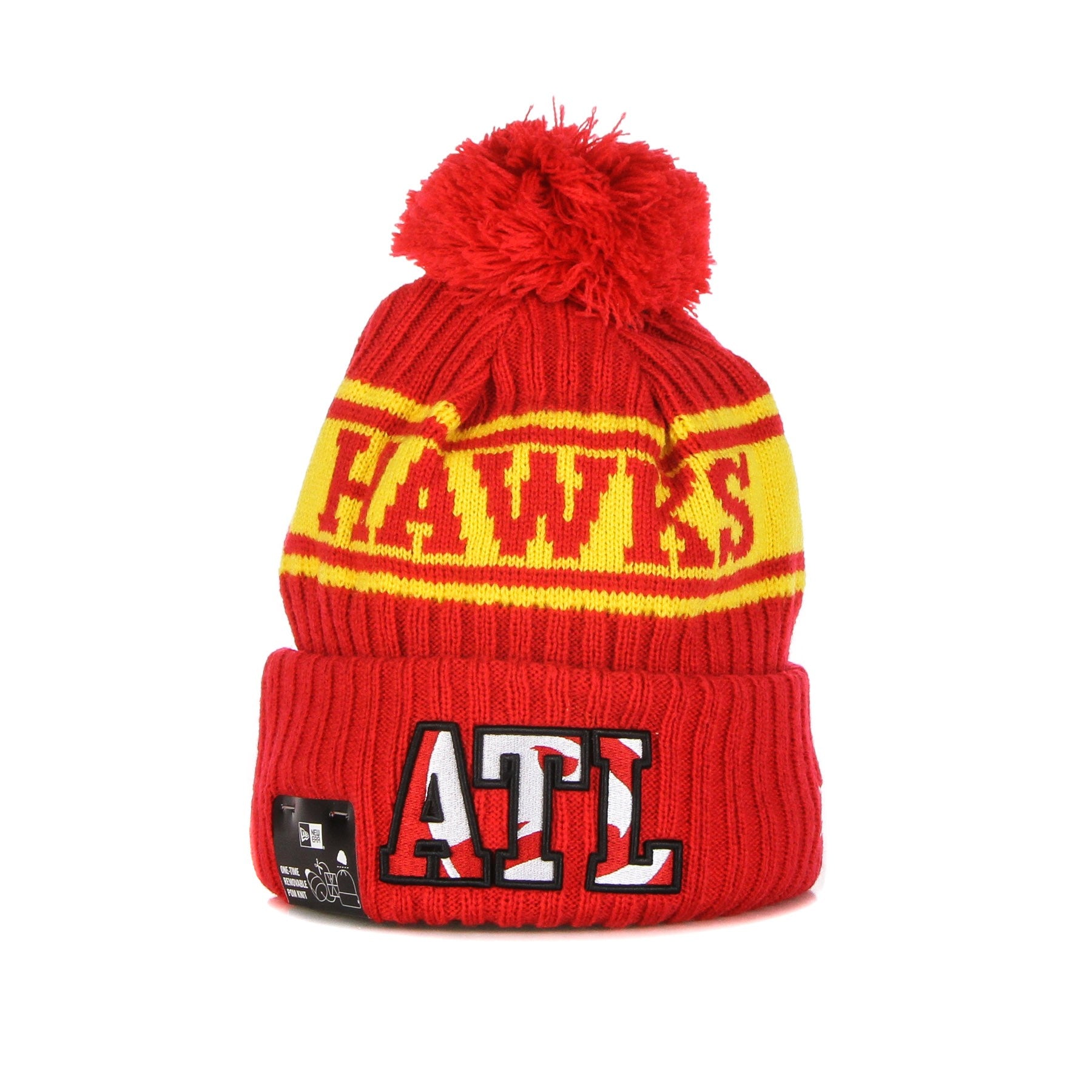 New Era, Cappello Pom Pom Uomo Nba Draft Knit Atlhaw, Original Team Colors