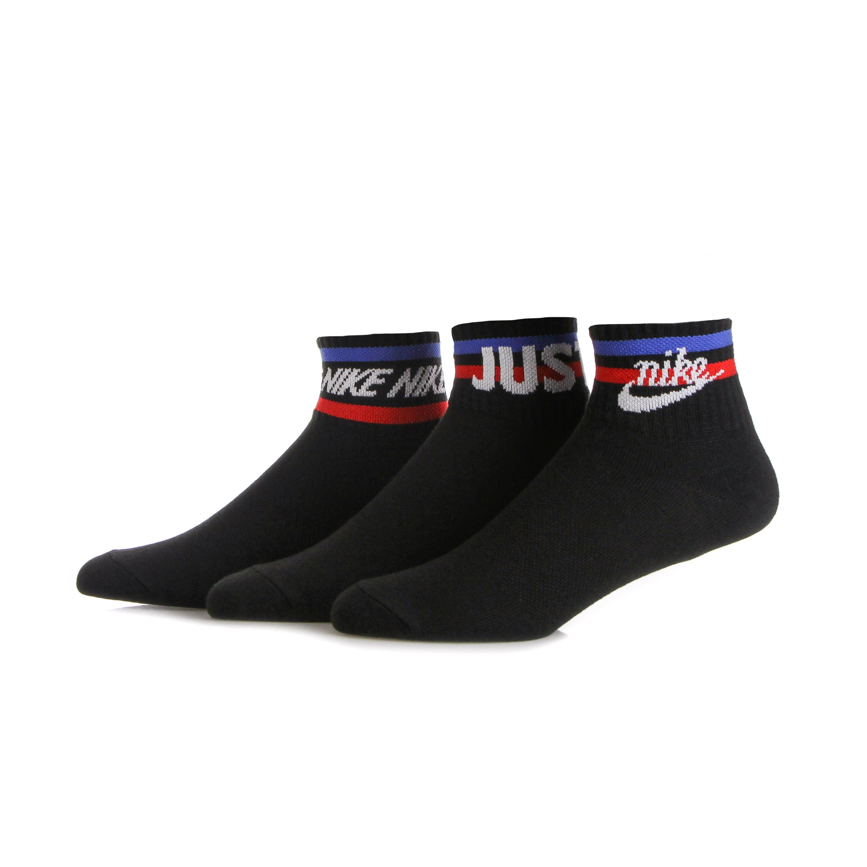 Nike, Calza Bassa Uomo Everyday Essential Ankle Socks, Black/white/game Royal/university Red