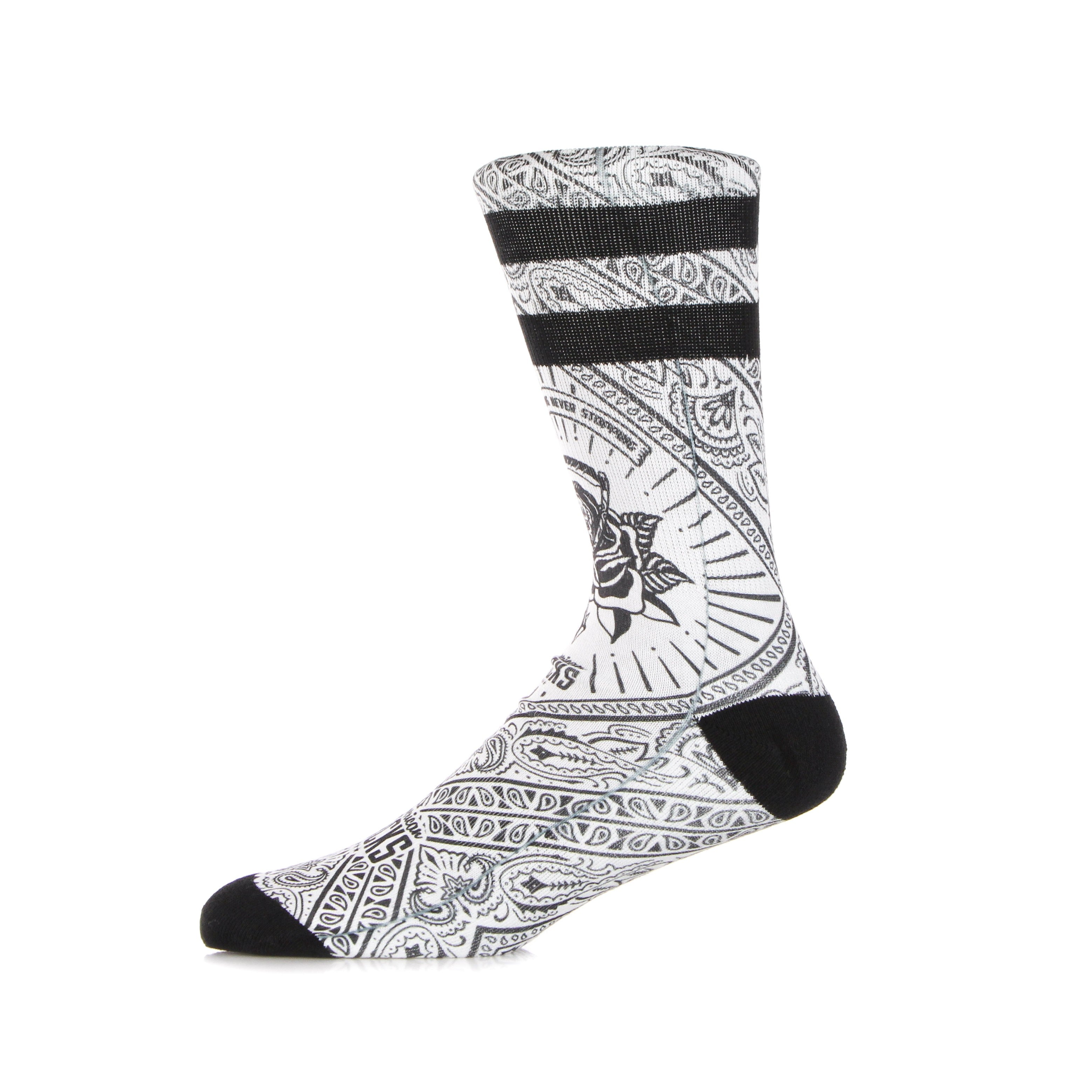 American Socks, Calza Media Uomo Signature Bandana White, White/black