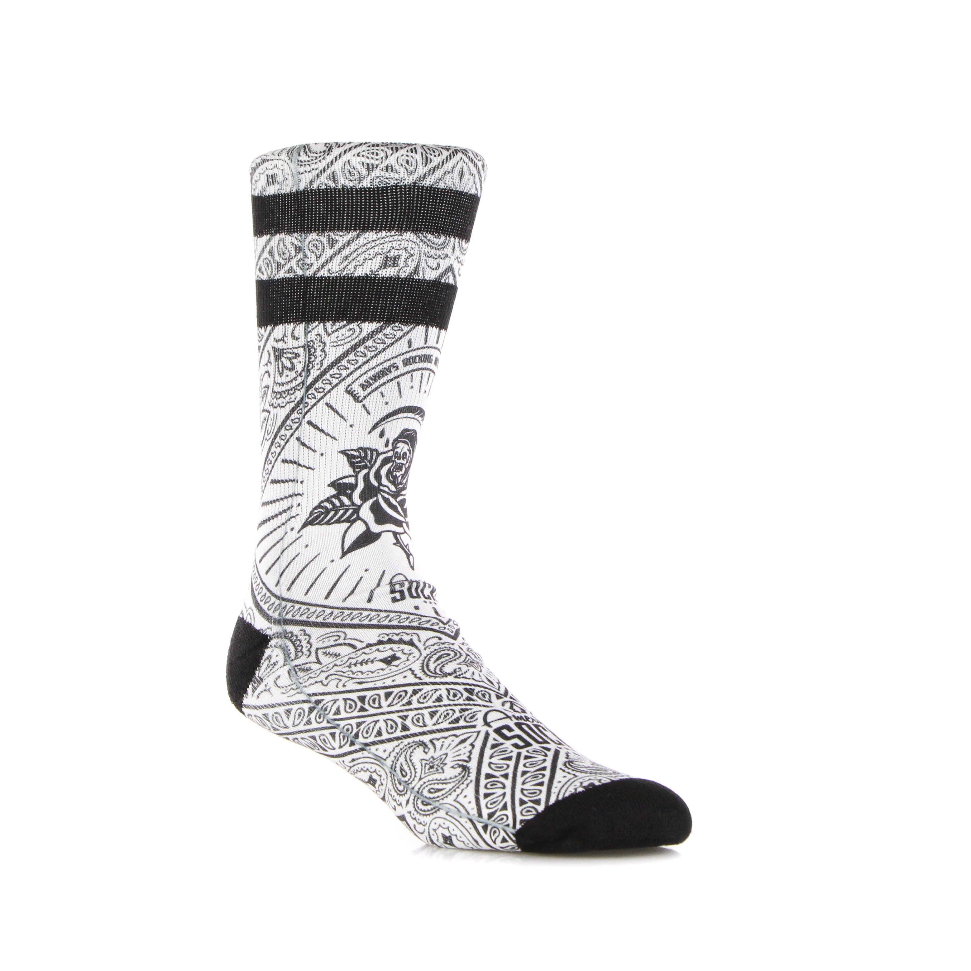 American Socks, Calza Media Uomo Signature Bandana White, White/black