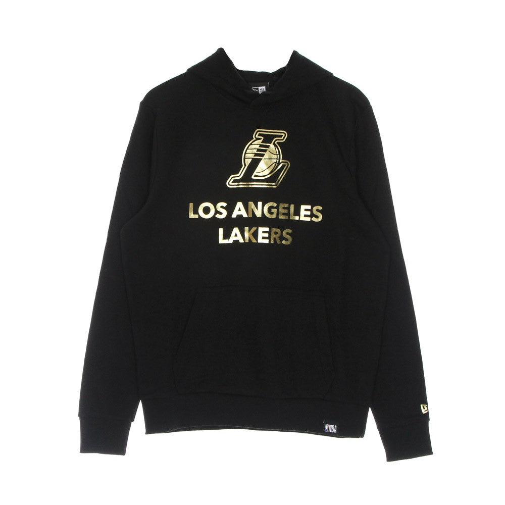 New Era, Felpa Leggera Cappuccio Uomo Nba Black And Gold Metallic Hoody Loslak, 