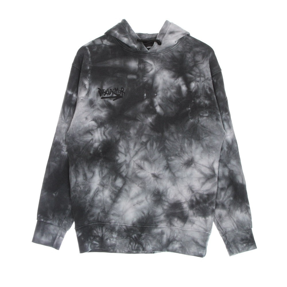 Leichtes Herren-Sweatshirt mit Kapuze und rückseitigem Logo im Tie-Dye-Design, Schwarz