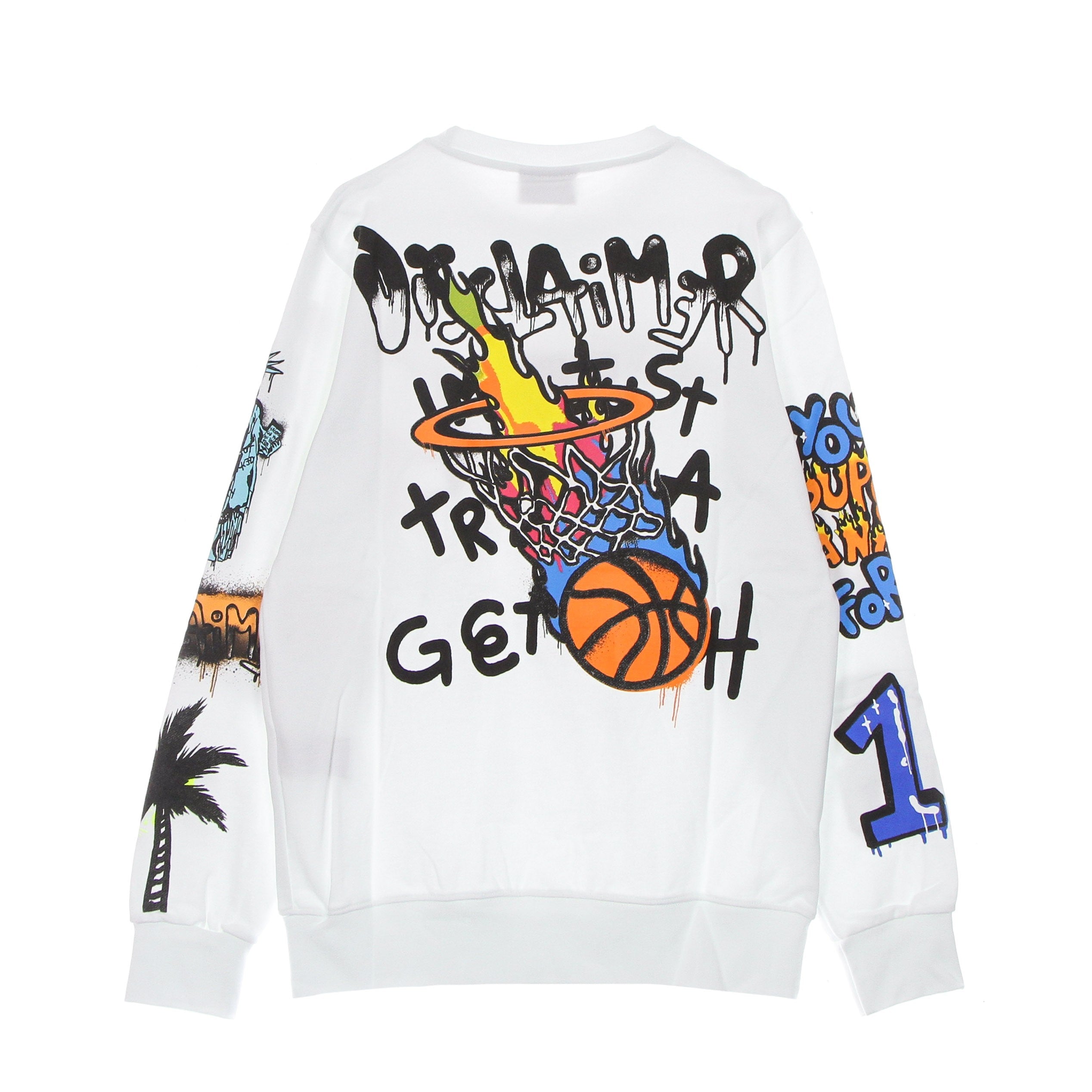 Felpa Leggera Girocollo Uomo Im Just Tryn a Get Rich Crewneck White