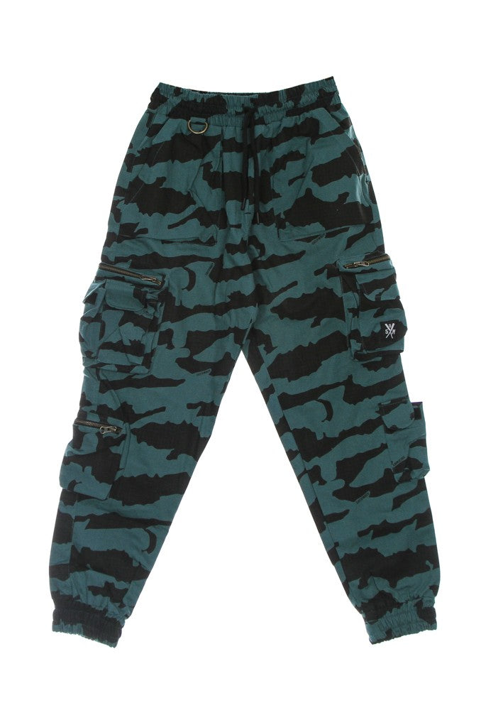 Long Pantallon Man Mo-de la cargo camouflage sarcelle