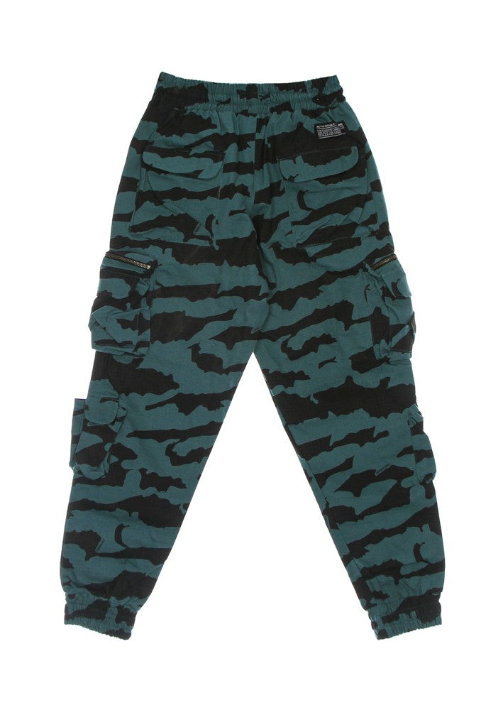 Long Pantallon Man Mo-de la cargo camouflage sarcelle