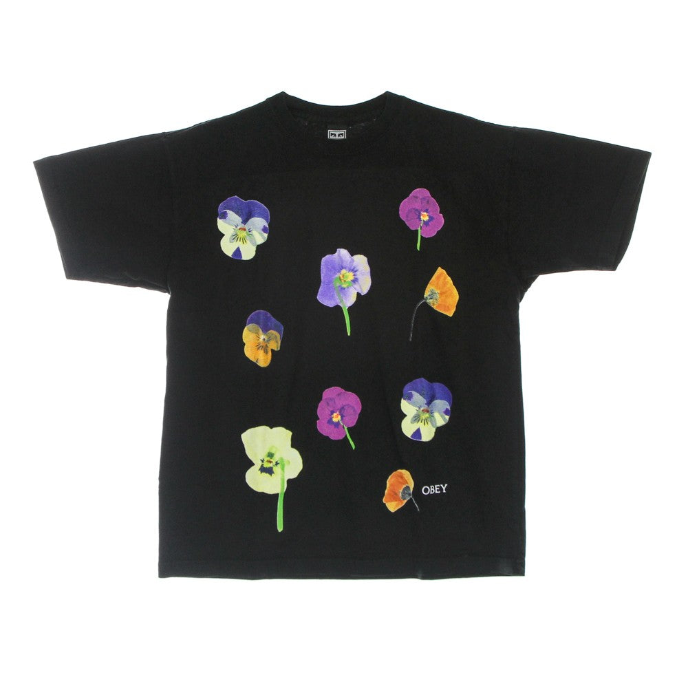 Obey, Maglietta Uomo Pressed Daisies Heavyweight Pigment Dye Tee, Pigment Faded Black