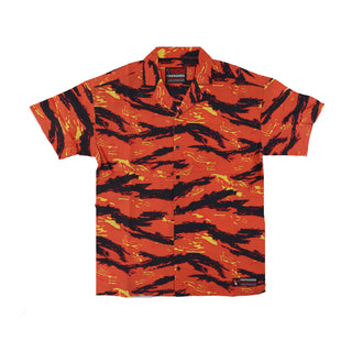 Propaganda, Camicia Manica Corta Uomo Tiger Camo Beach Shirt, Orange