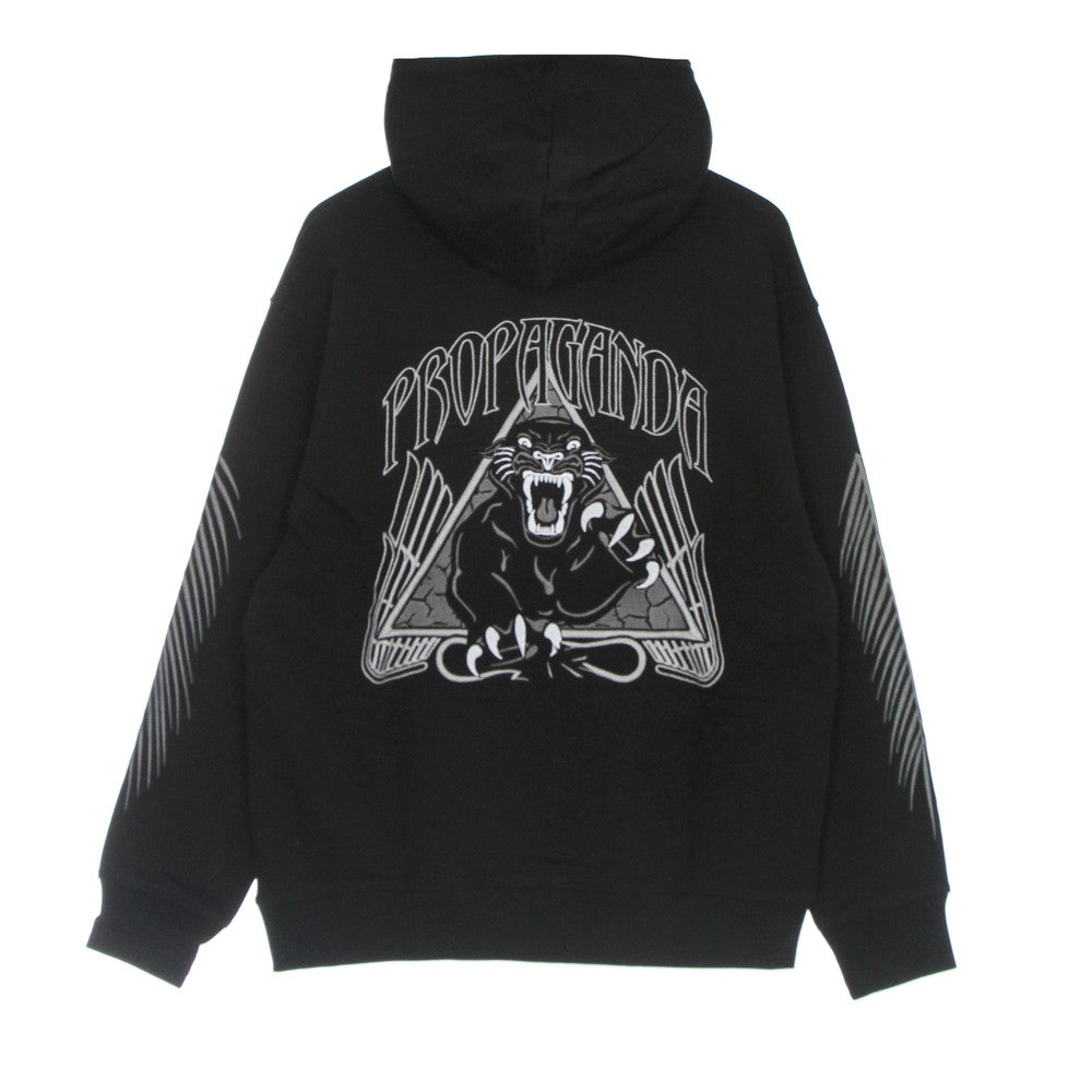 Felpa Leggera Cappuccio Uomo Panther Emroidery Hoodie Black