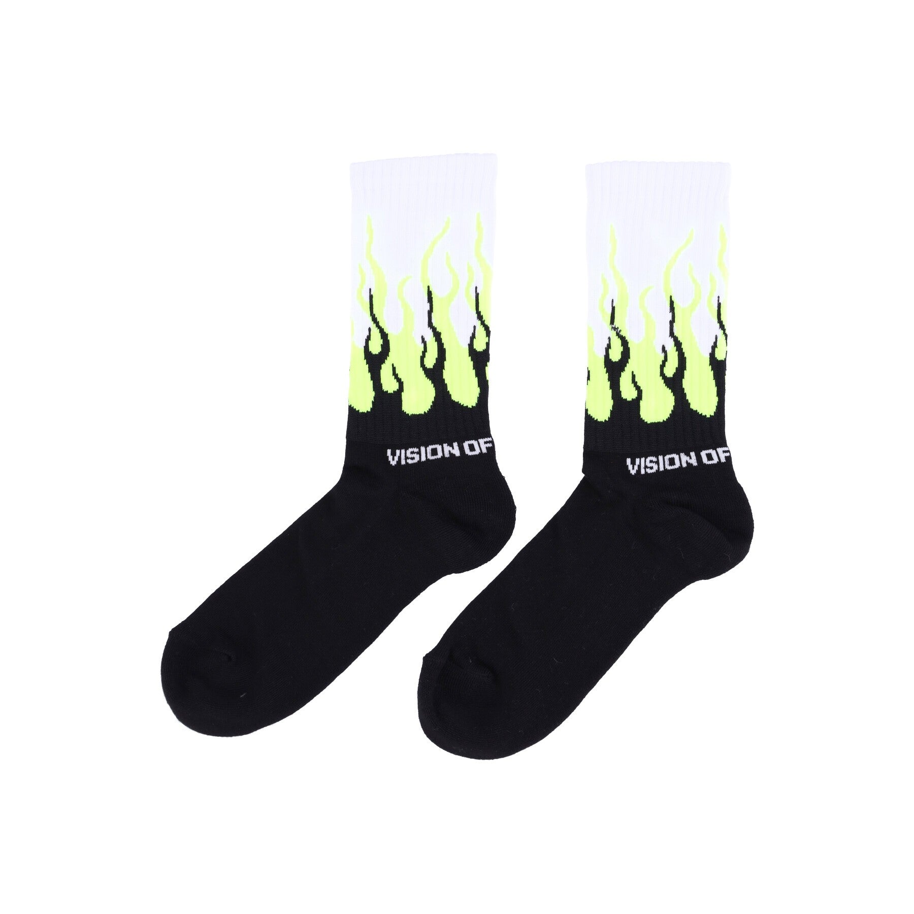 Chaussette moyenne homme double flammes chaussettes fluo jaune