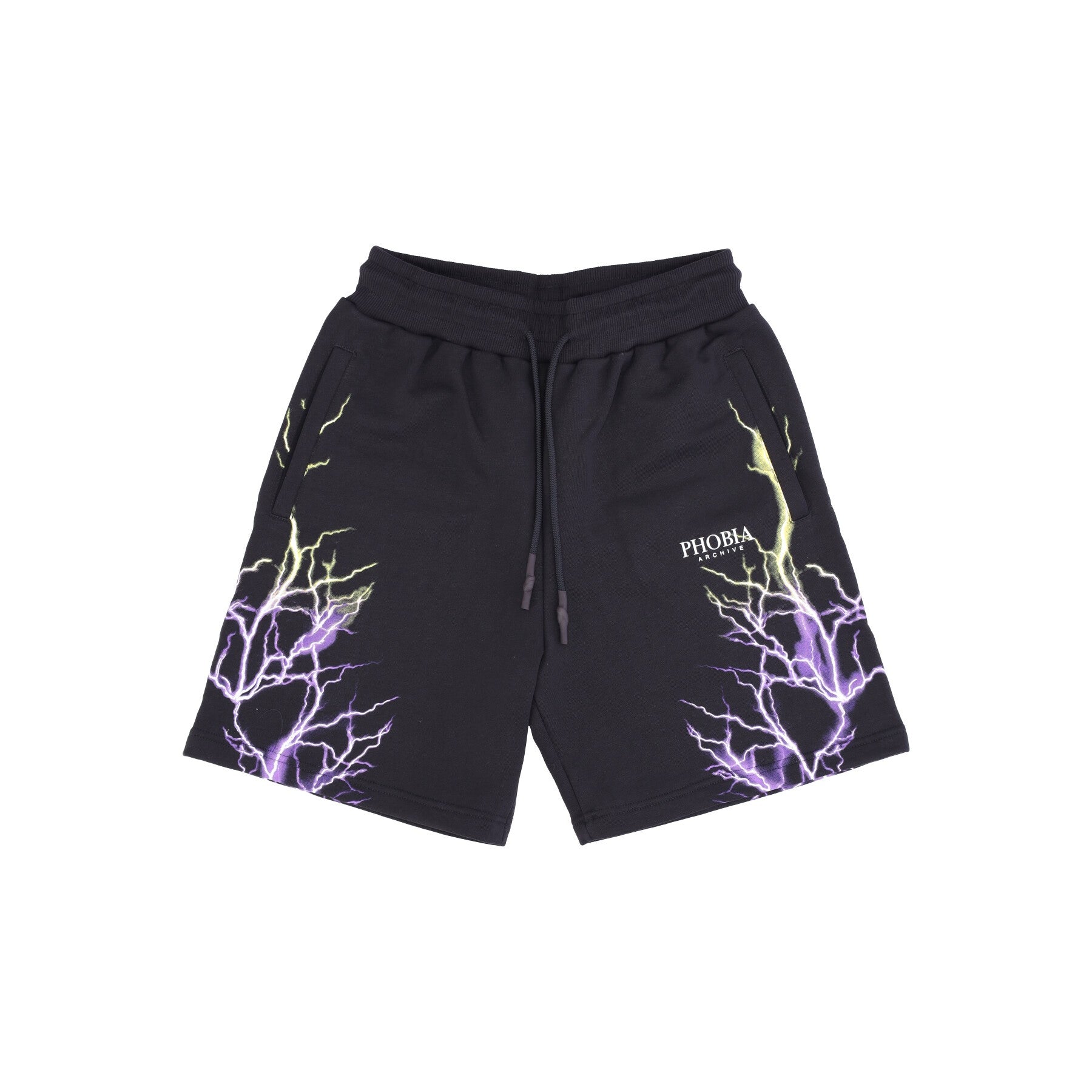 Phobia, Pantalone Corto Tuta Uomo Lightning Shorts, Black/purple/yellow