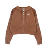 Nike, Felpa Leggera Cappuccio Zip Donna Oversized Full-zip Fleece Hoodie, Mineral Clay/red Bark/pink Oxford