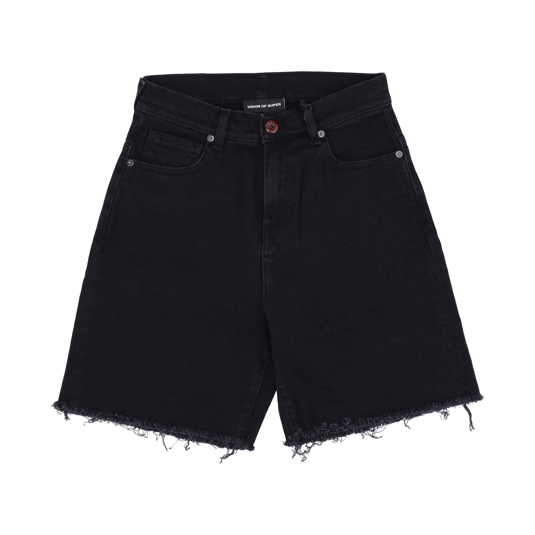 Vision Of Super, Jeans Corto Uomo Coating Denim Shorts, Black Denim