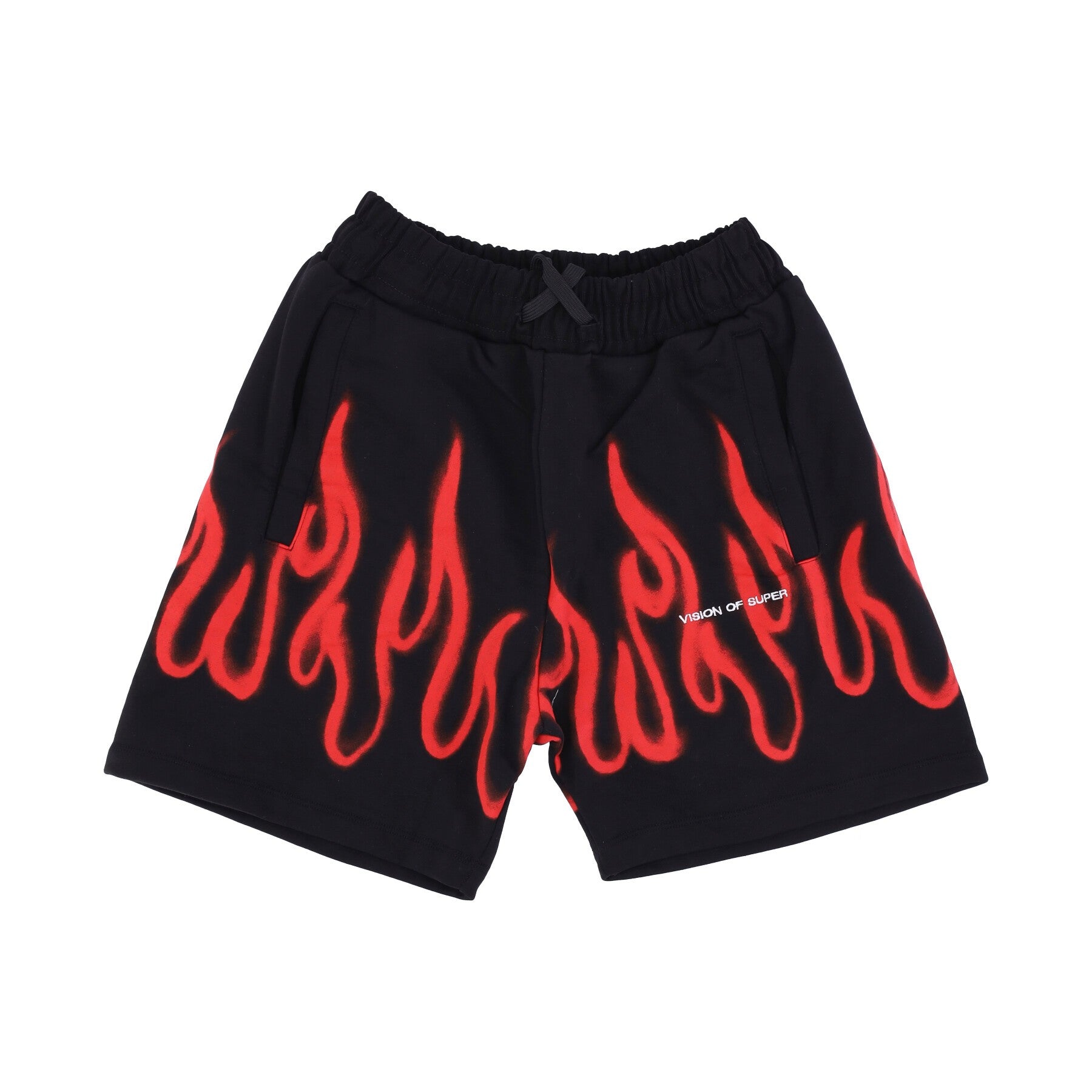 Pantalone Corto Tuta Uomo Spray Flames Shorts Black/red