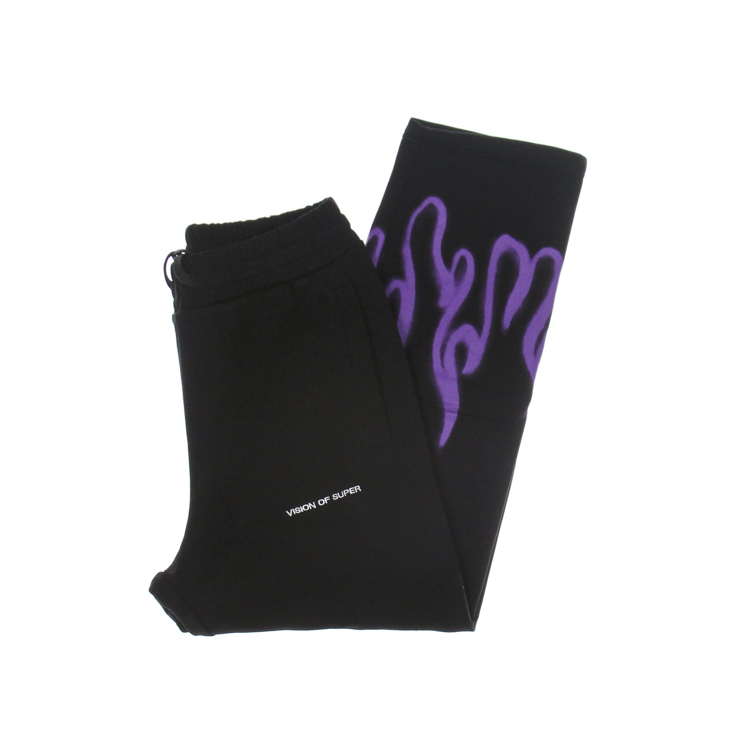 Vision Of Super, Pantalone Tuta Leggero Uomo Spray Flames Pants, Black/purple