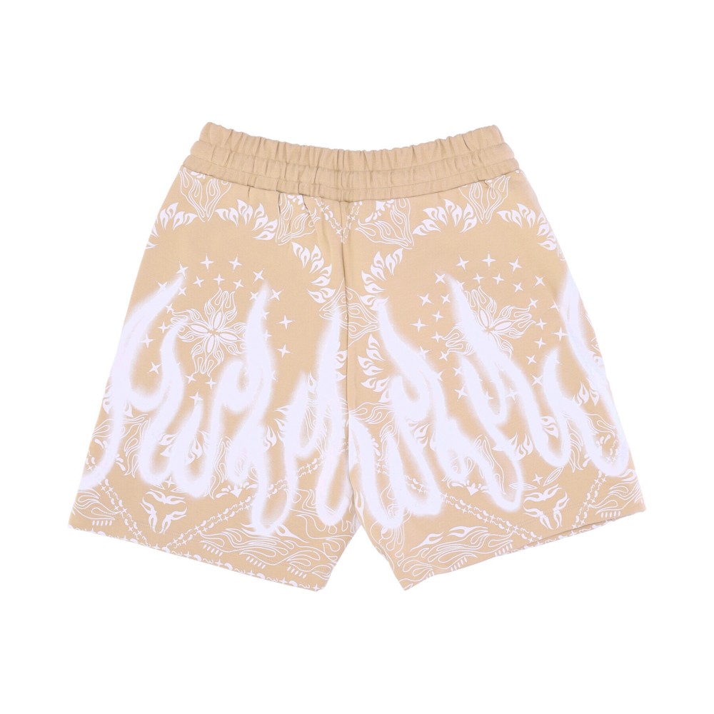 Short Tracksuit Pants Men Bandana Print Shorts Beige