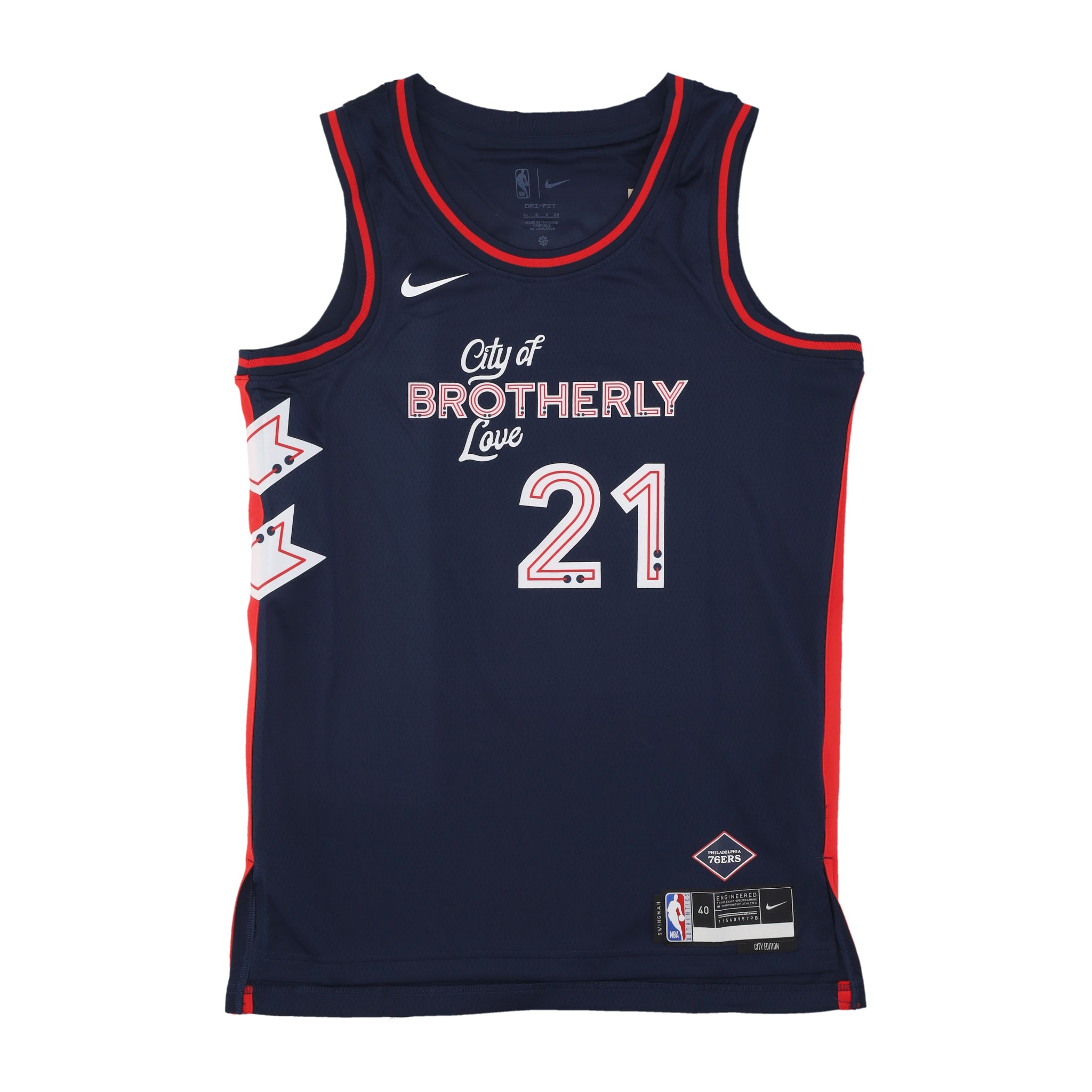 Canotta Basket Uomo Nba City Edition 2023/24 Dri-fit Swingman Jersey No 21 Joel Embiid Phi76e College Navy DX8515-420