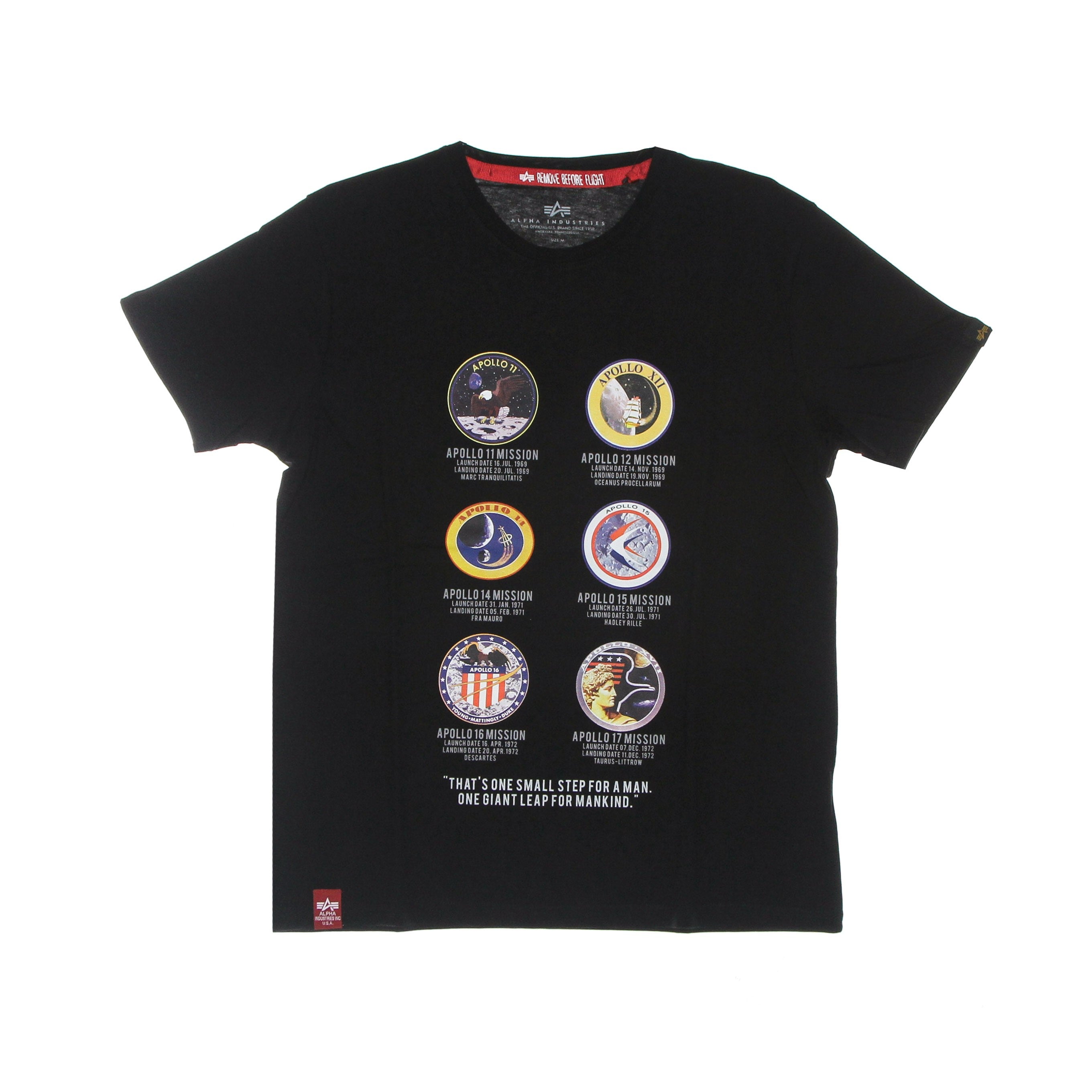 Alpha Industries, Maglietta Uomo Apollo Mission Tee, Black