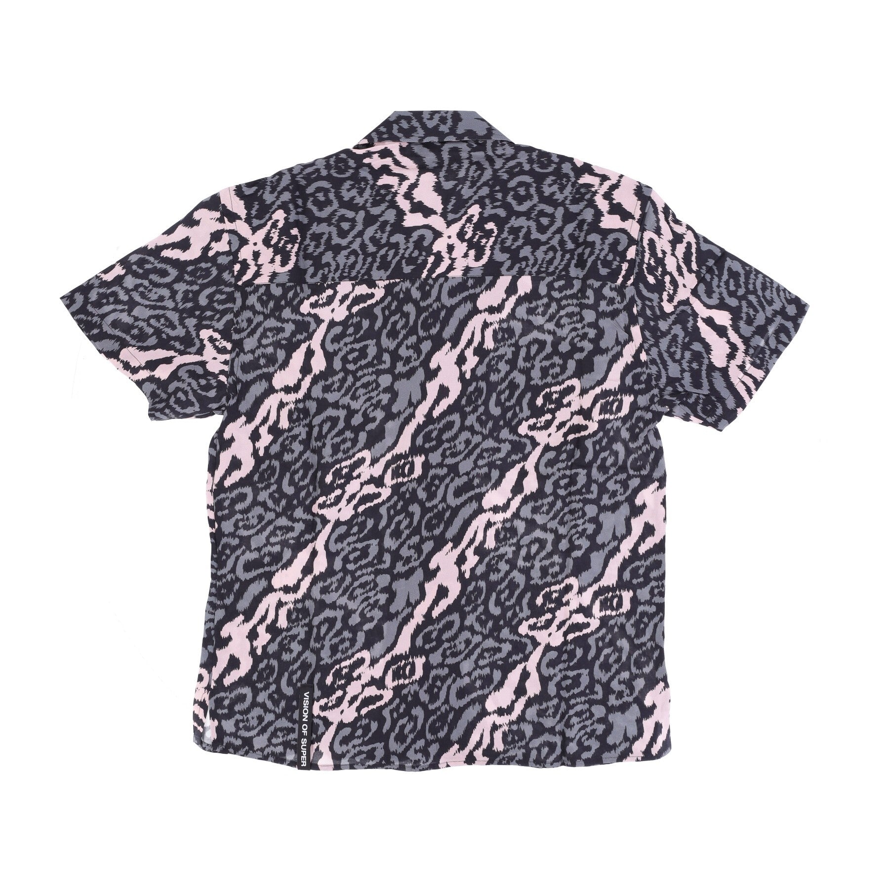 Men's Short Sleeve Shirt Allover Leopard Shirt Pink/grey