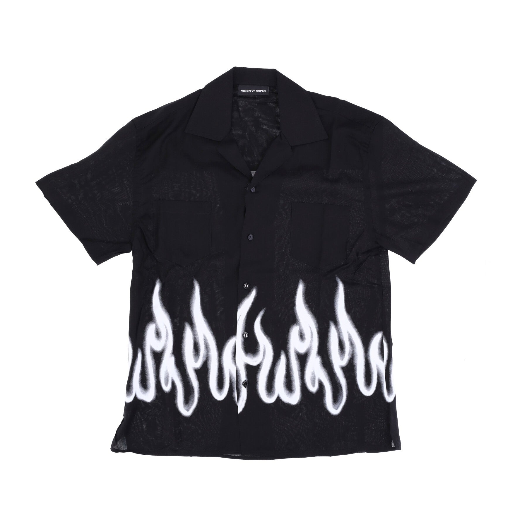 Camicia Manica Corta Uomo Spray Flames Shirt Black/white