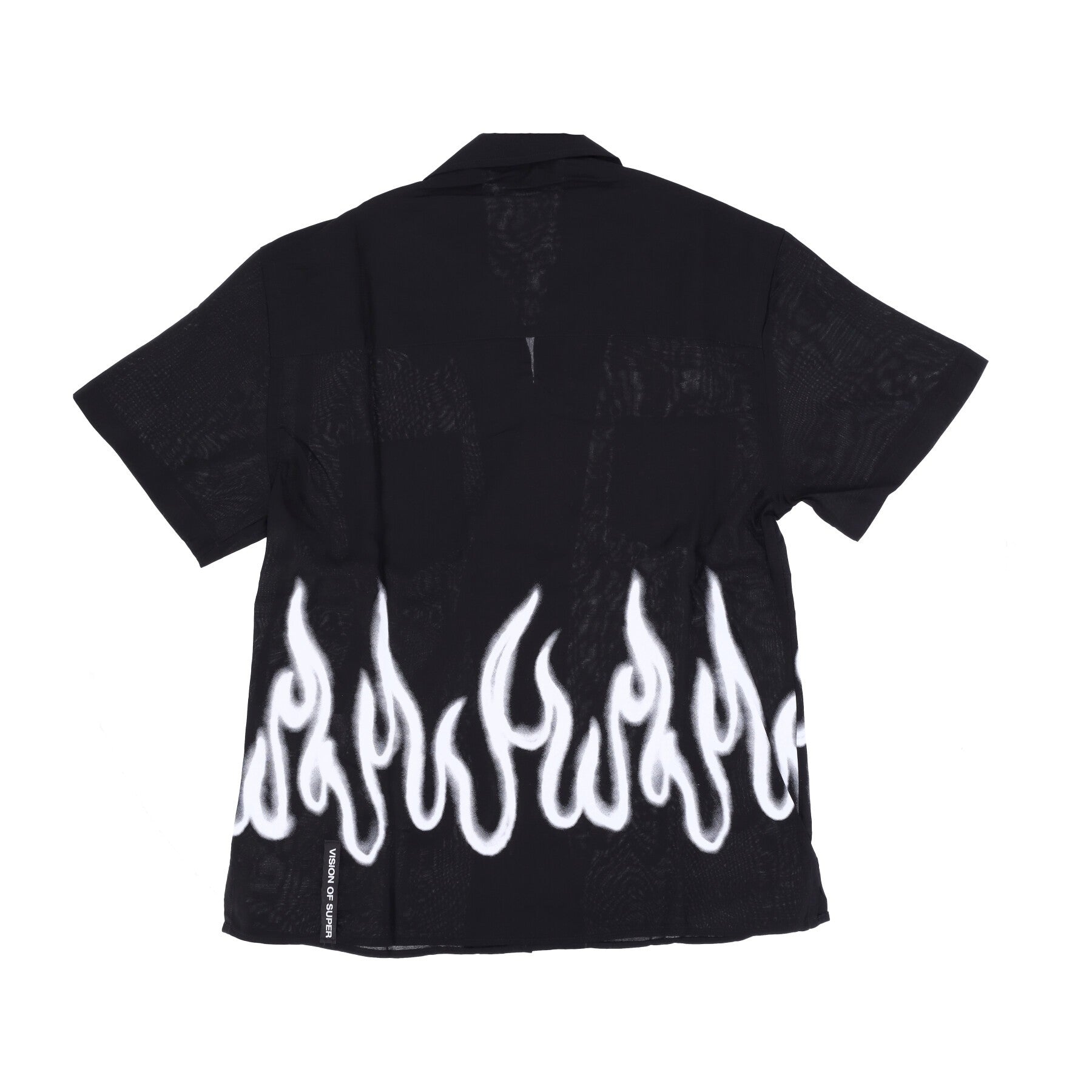 Camicia Manica Corta Uomo Spray Flames Shirt Black/white