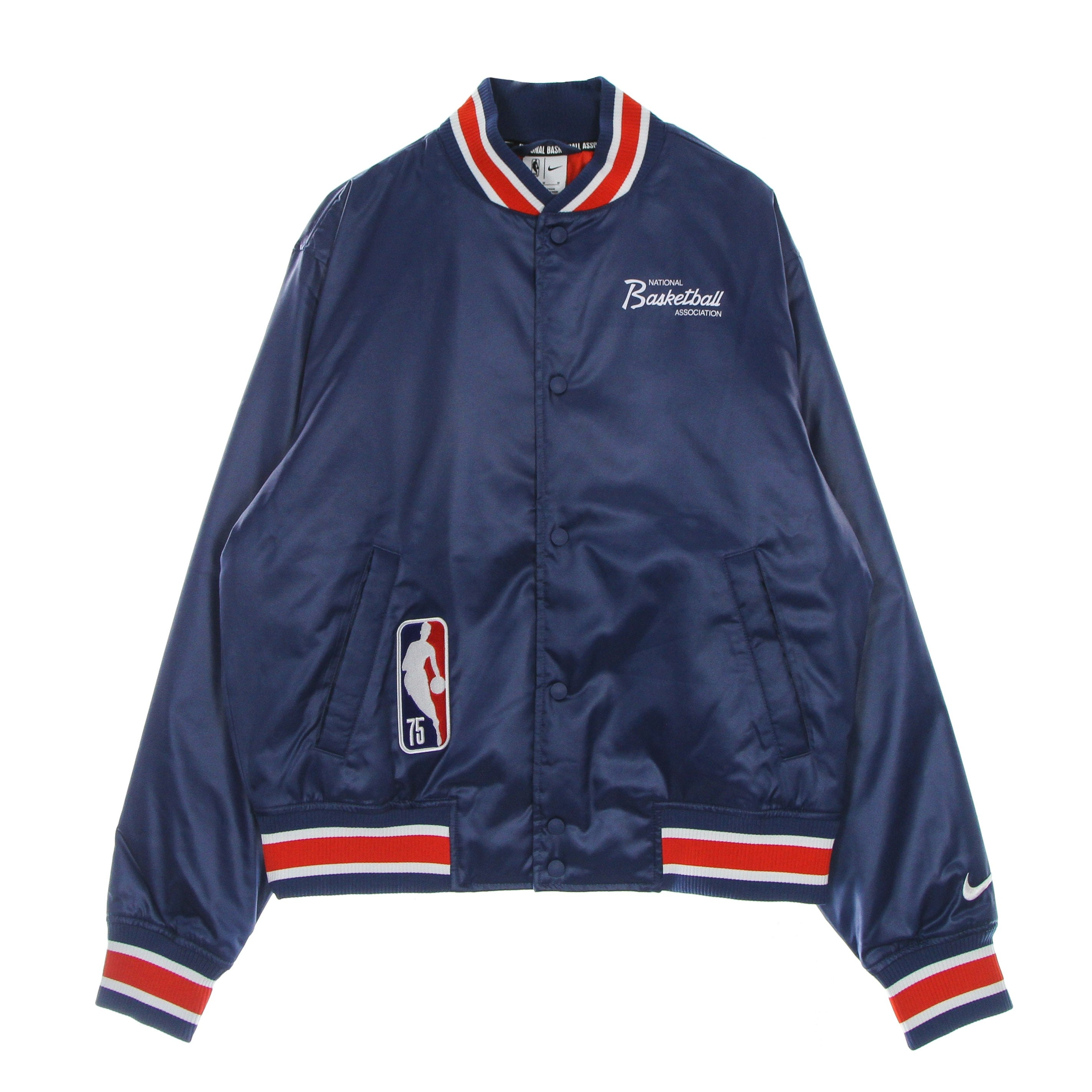 Nike Nba, Giubbotto Bomber Uomo Team 31 Jacket Courtside, Mystic Navy/habanero Red