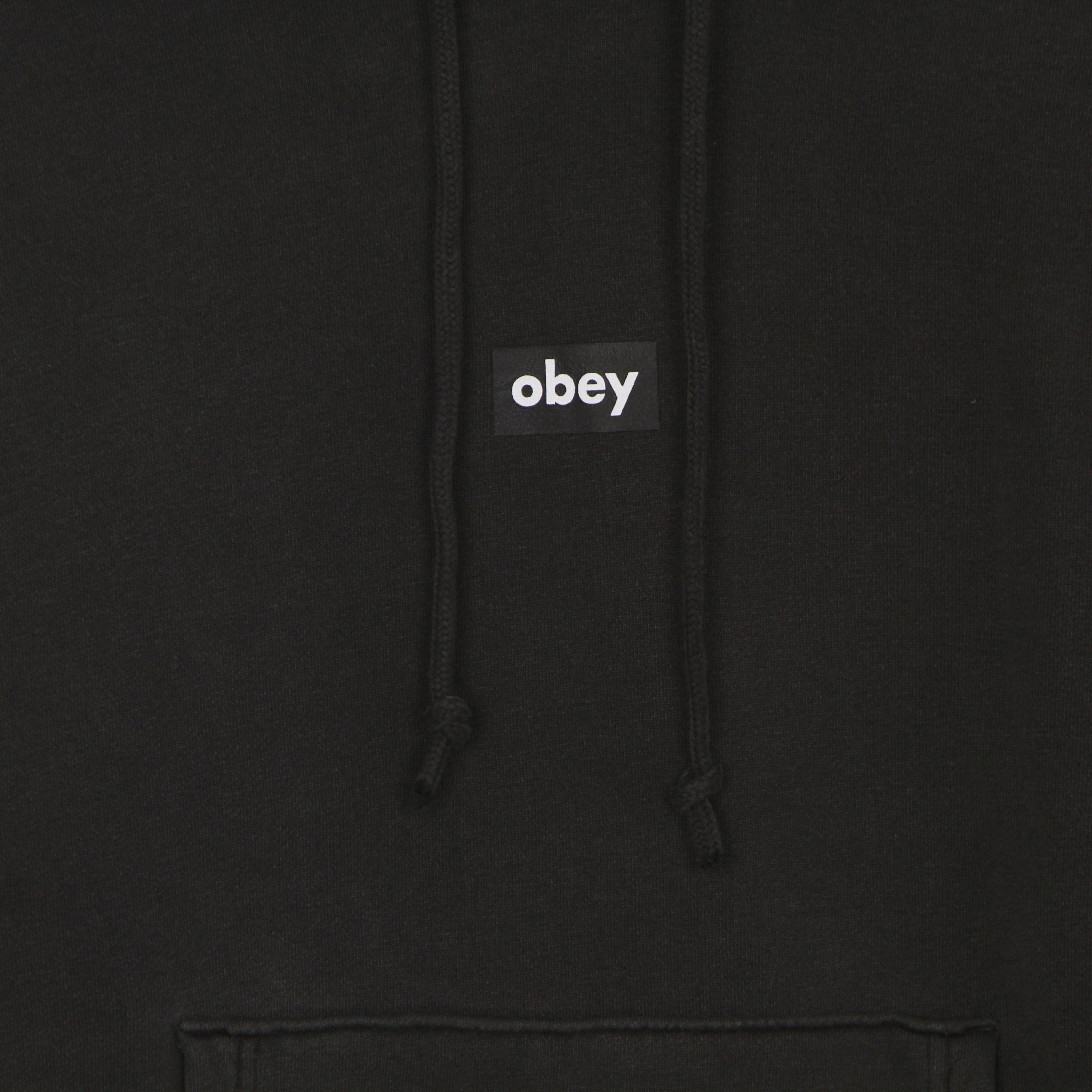 Obey, Felpa Cappuccio Uomo Black Bar Heavyweight Pigment Dyed Hoodie, 