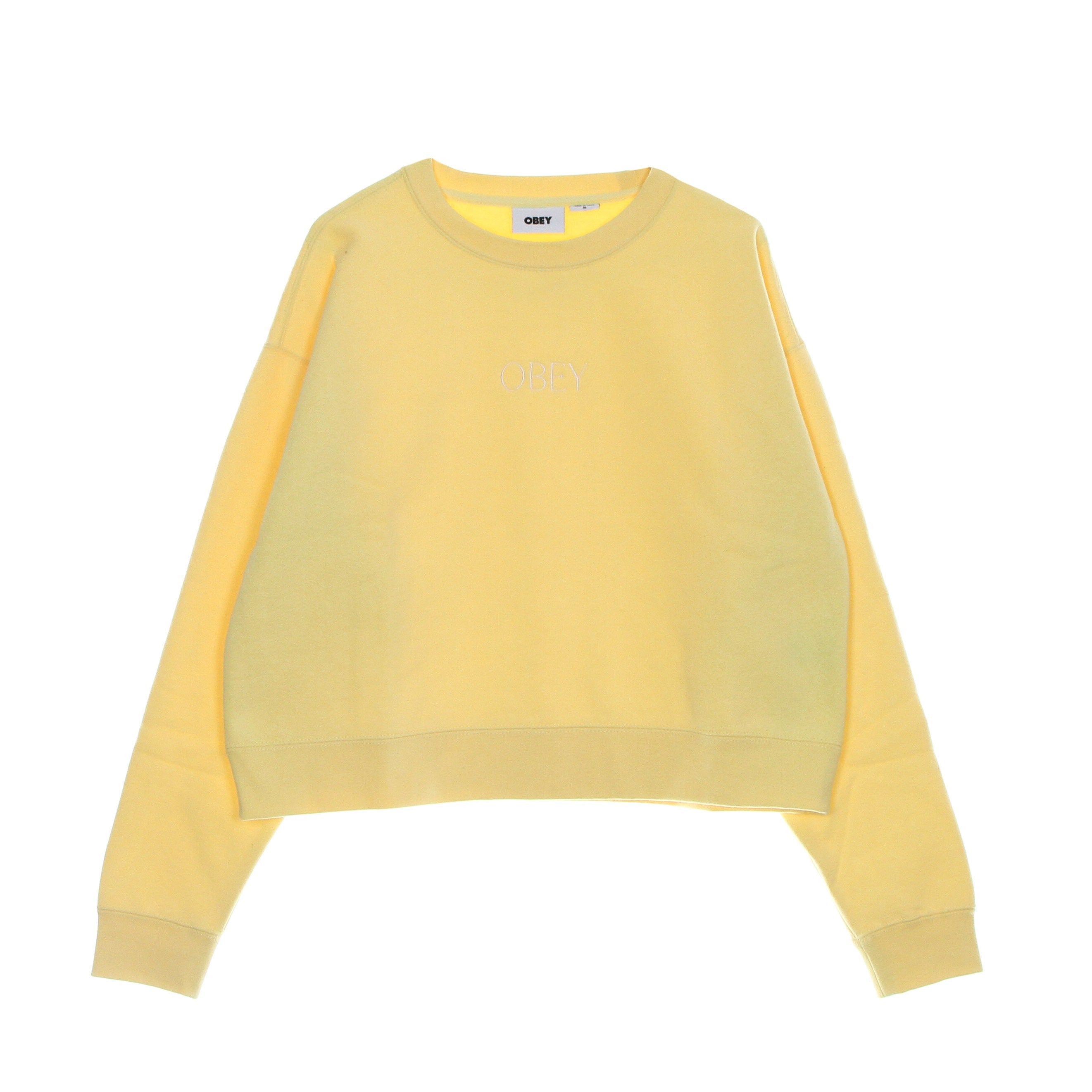 Obey, Felpa Girocollo Corta Donna Character Cropped Crew Specialty Fleece, Butter