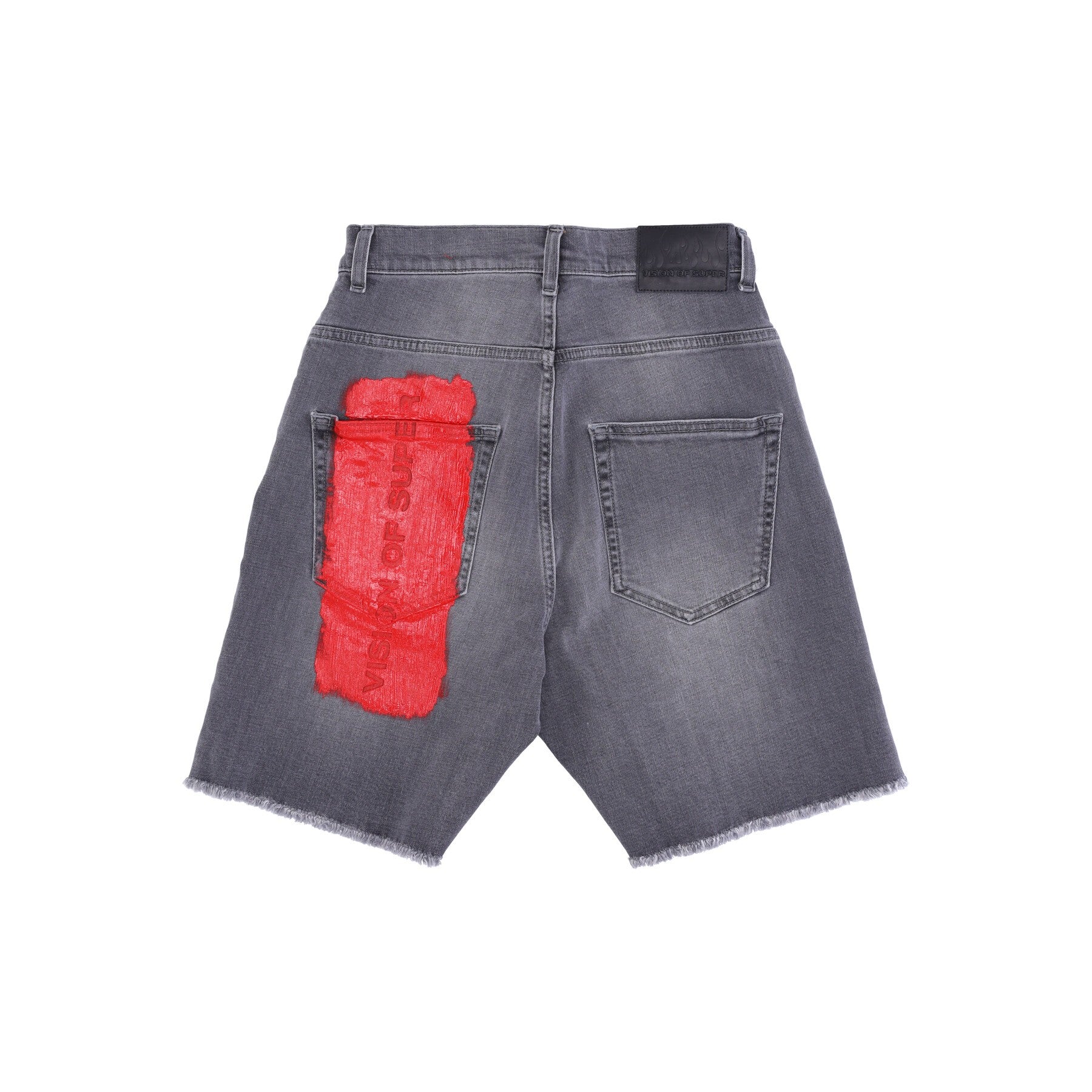 Vision Of Super, Jeans Corto Uomo Red Coating Denim Shorts, 