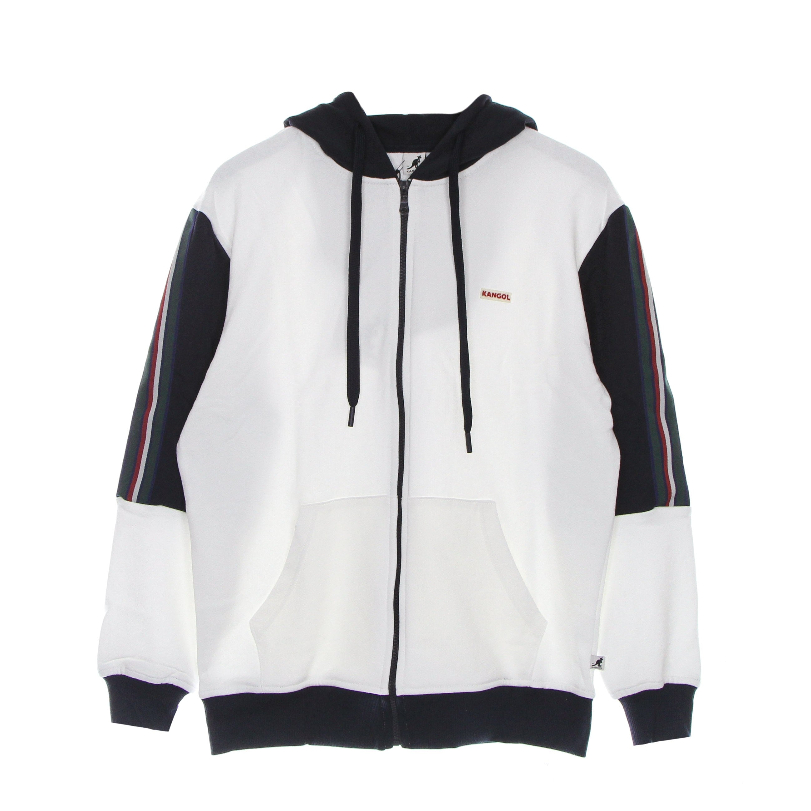 Kangol, Felpa Leggera Cappuccio Zip Uomo Heritage Taped Zip Hoodie, Off White