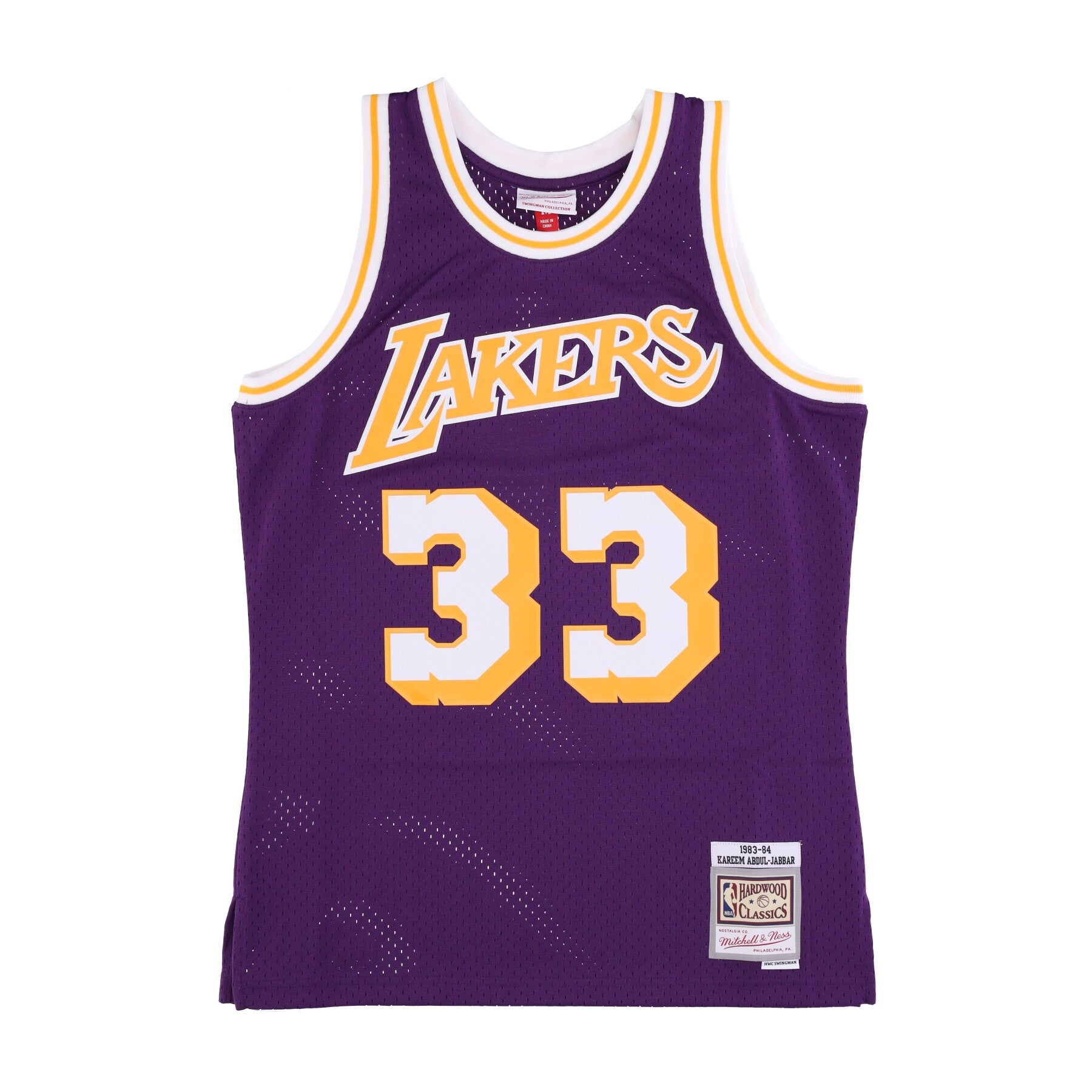 Mitchell & Ness, Canotta Basket Uomo Nba Swingman Jersey Hardwood Classics No 33 Kareem Abdul Jabbar 1983-84 Loslak, Original Team Colors