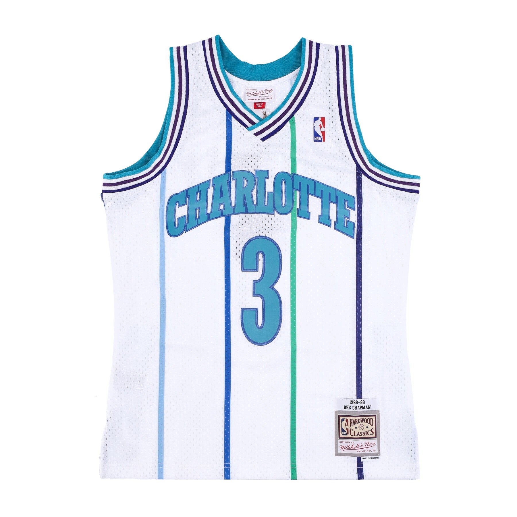 Mitchell & Ness, Canotta Basket Uomo Nba Swingman Jersey Hardwood Classics No 3 Rex Chapman 1988-89 Chahor, White